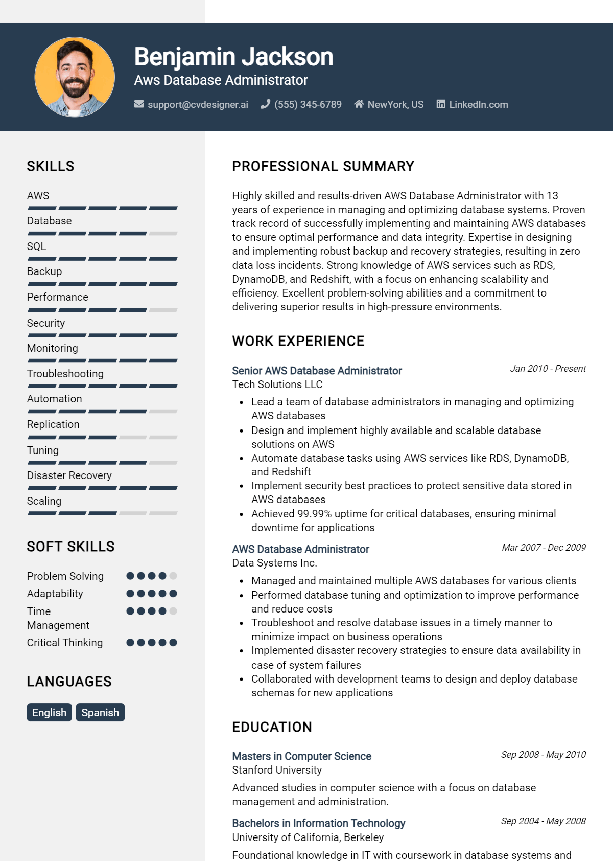 AWS Database Administrator Resume Example for 2026: Best Tips Preview