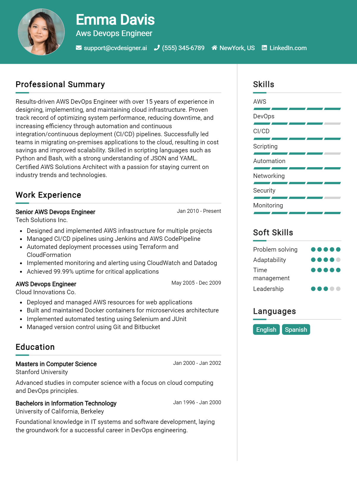 10 AWS DevOps Engineer Resume Examples for 2026: Free Templates Preview