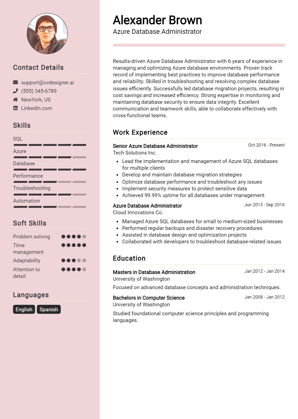 Azure Database Administrator Resume Example for 2026: Best Writing Tips Preview