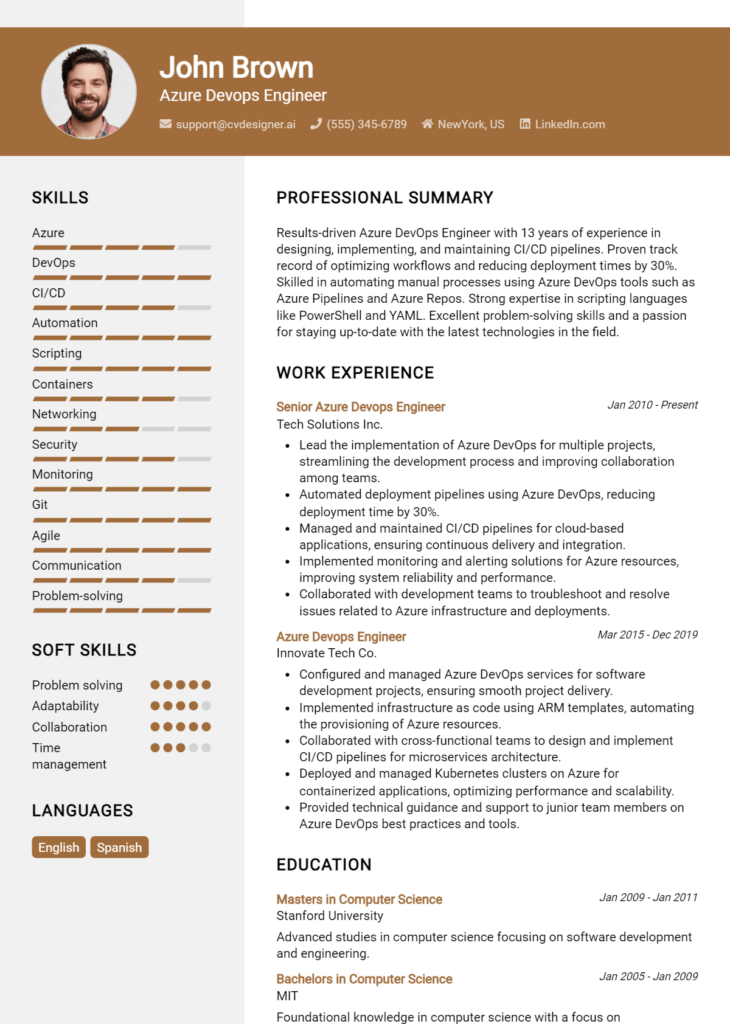 Azure Devops Engineer Resume Example