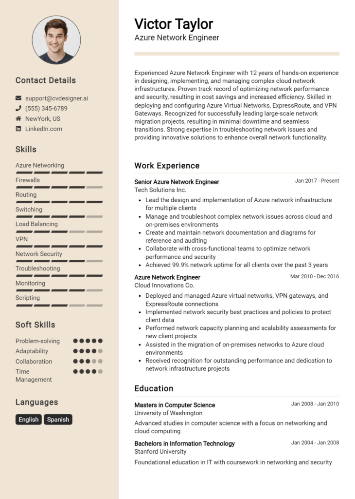Azure Network Engineer Resume Example