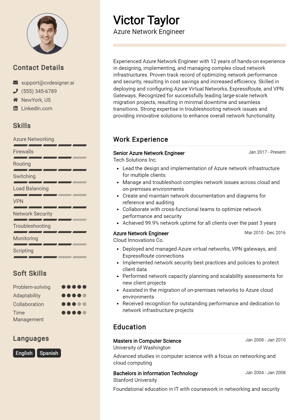 10 Azure Network Engineer Resume Examples for 2026: Top CV Skills Preview