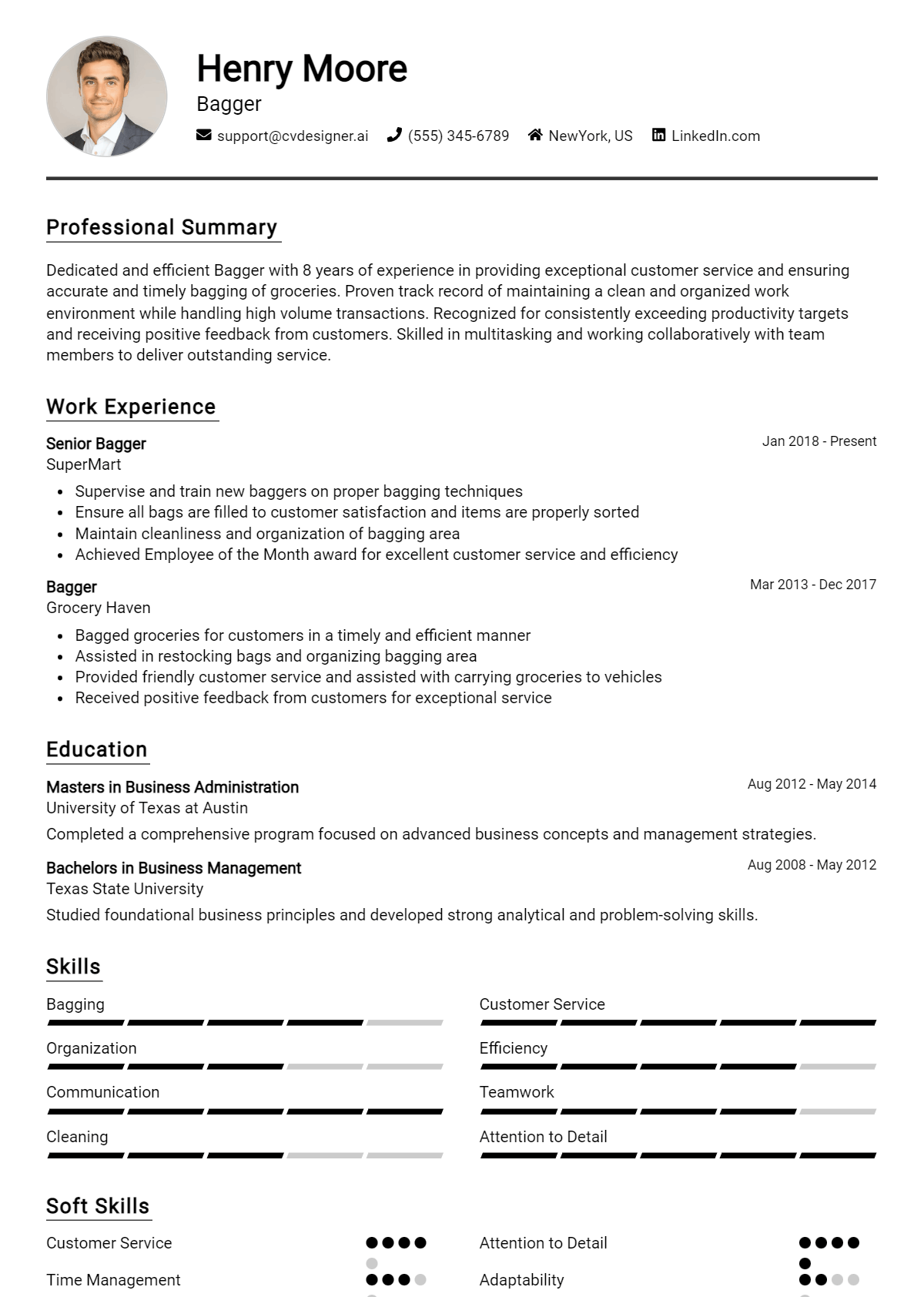 Bagger Resume Example for 2026: How to Create a Professional CV Preview