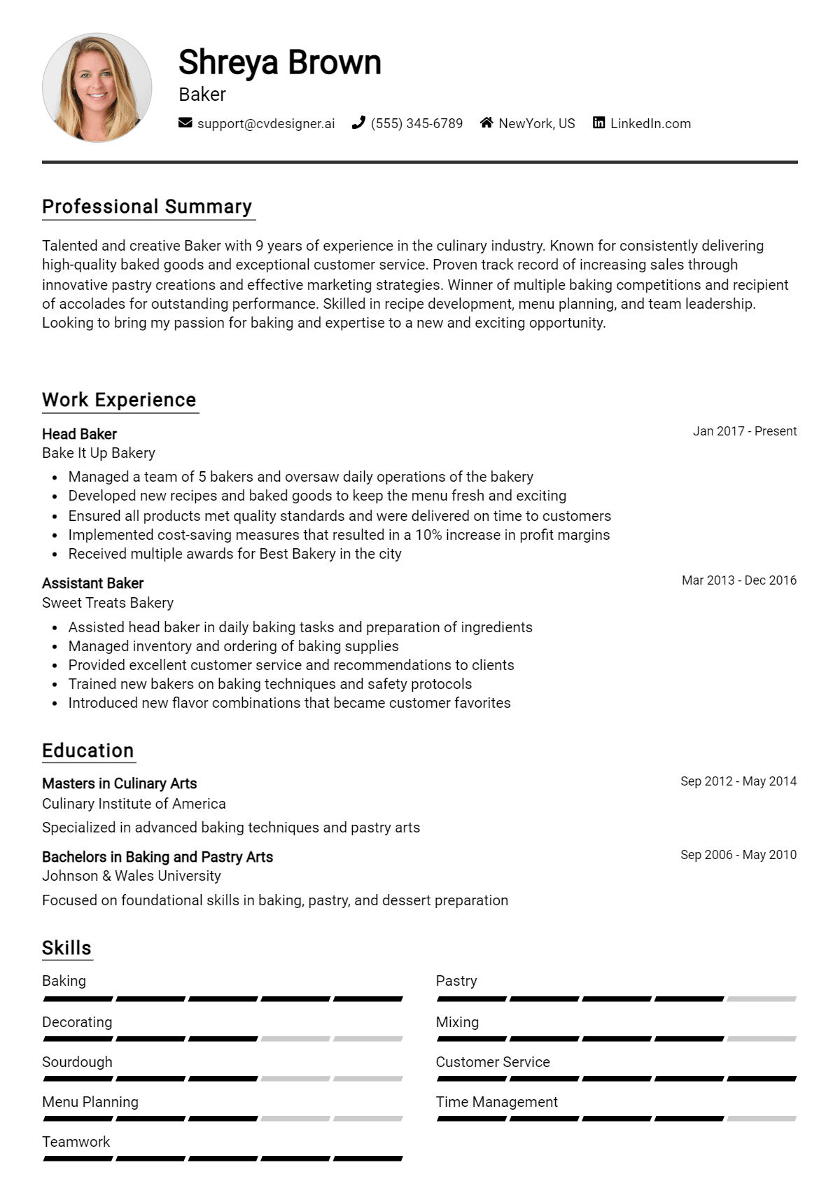 Baker Resume Example for 2026: Free Downloadable Templates Preview