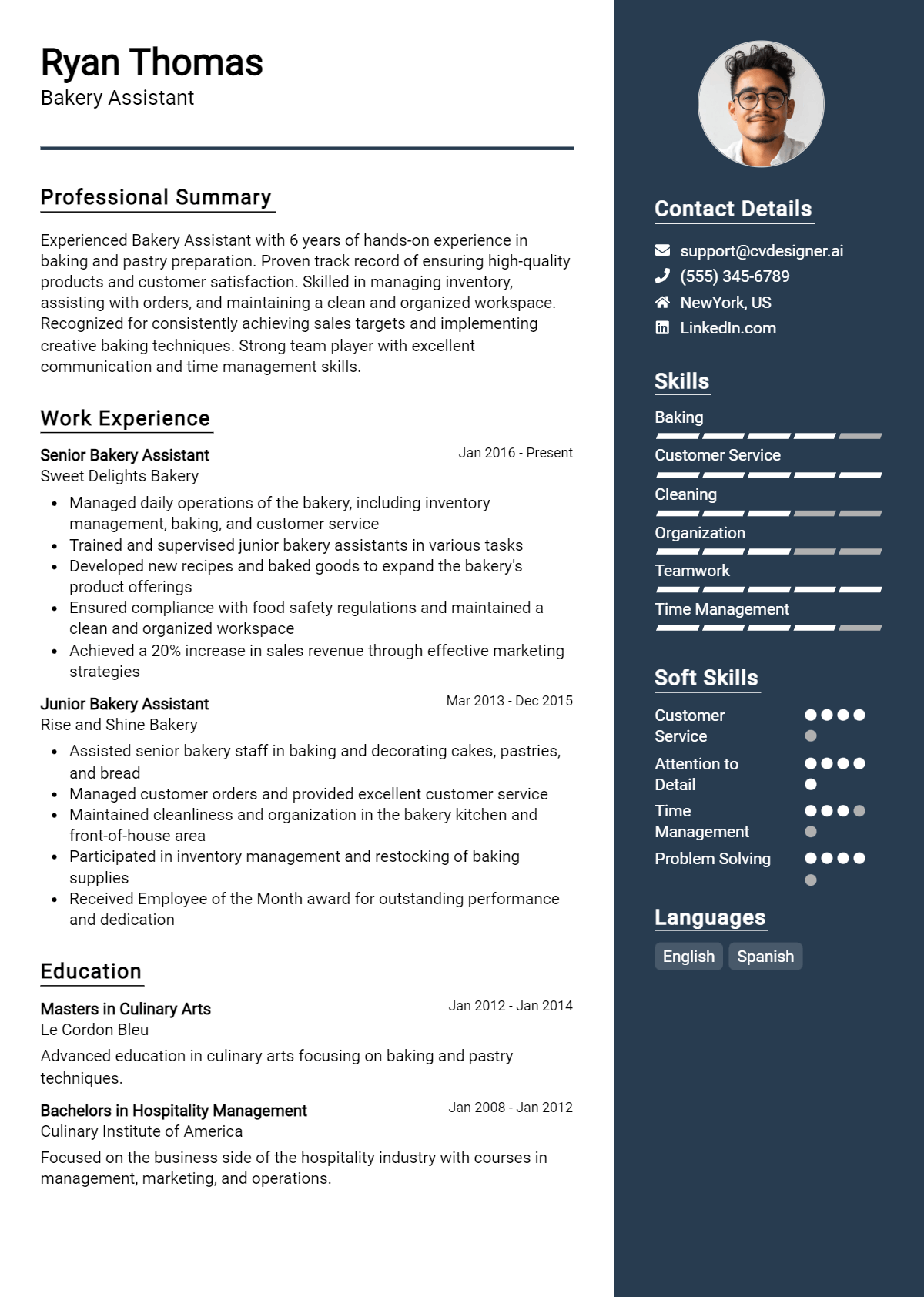 Bakery Assistant Resume Example for 2026: Ultimate Guide Preview