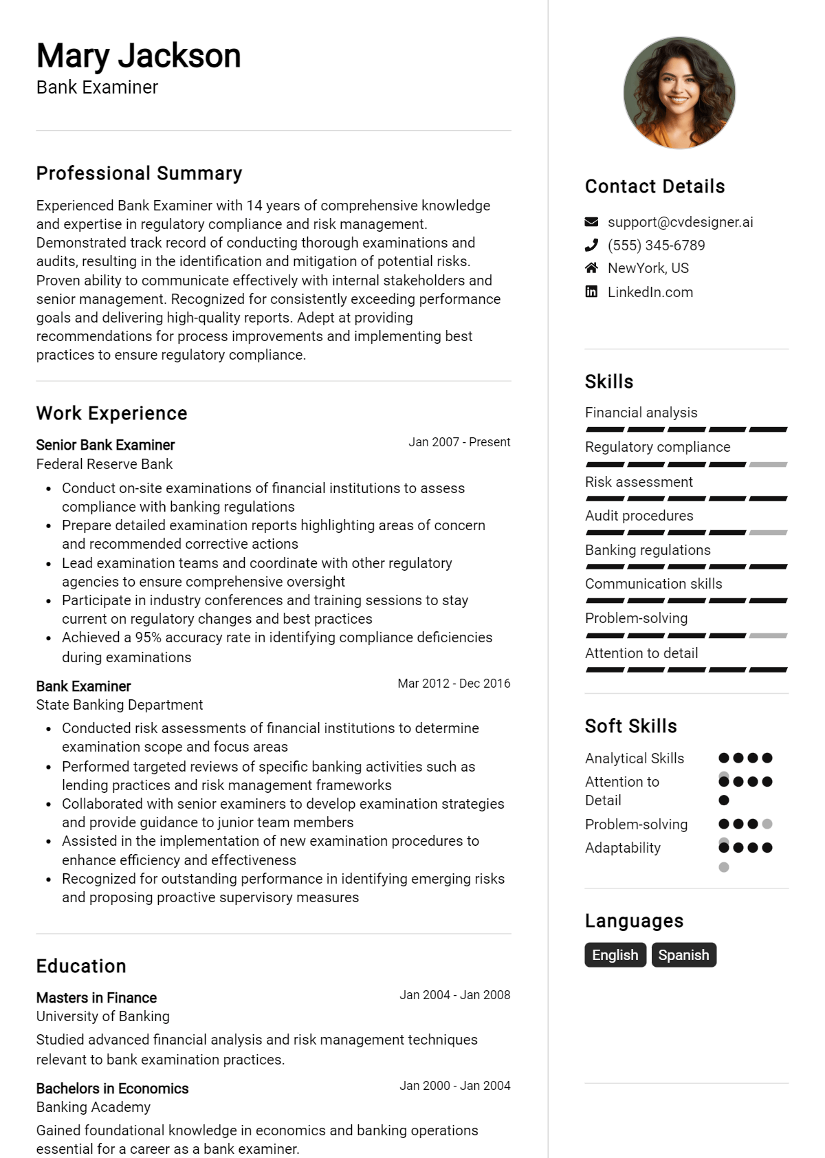 Bank Examiner Resume Example for 2026: Best Writing Guide Preview