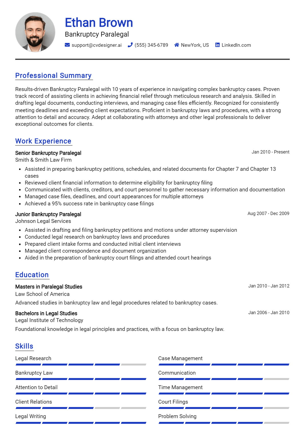 Bankruptcy Paralegal Resume Example for 2026: Tips & Templates Preview