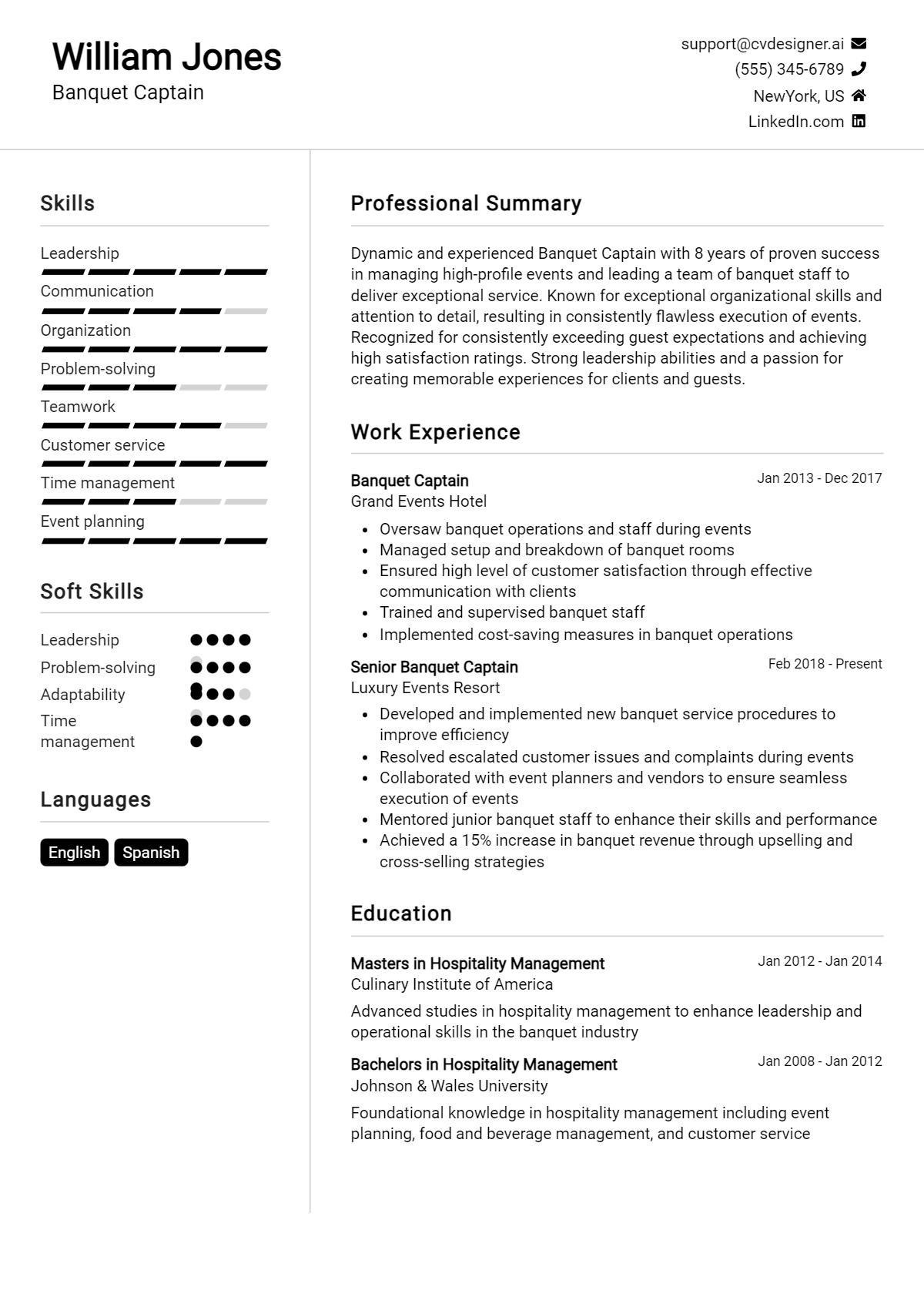 Banquet Captain Resume Example for 2026: Proven Tips & Templates Preview