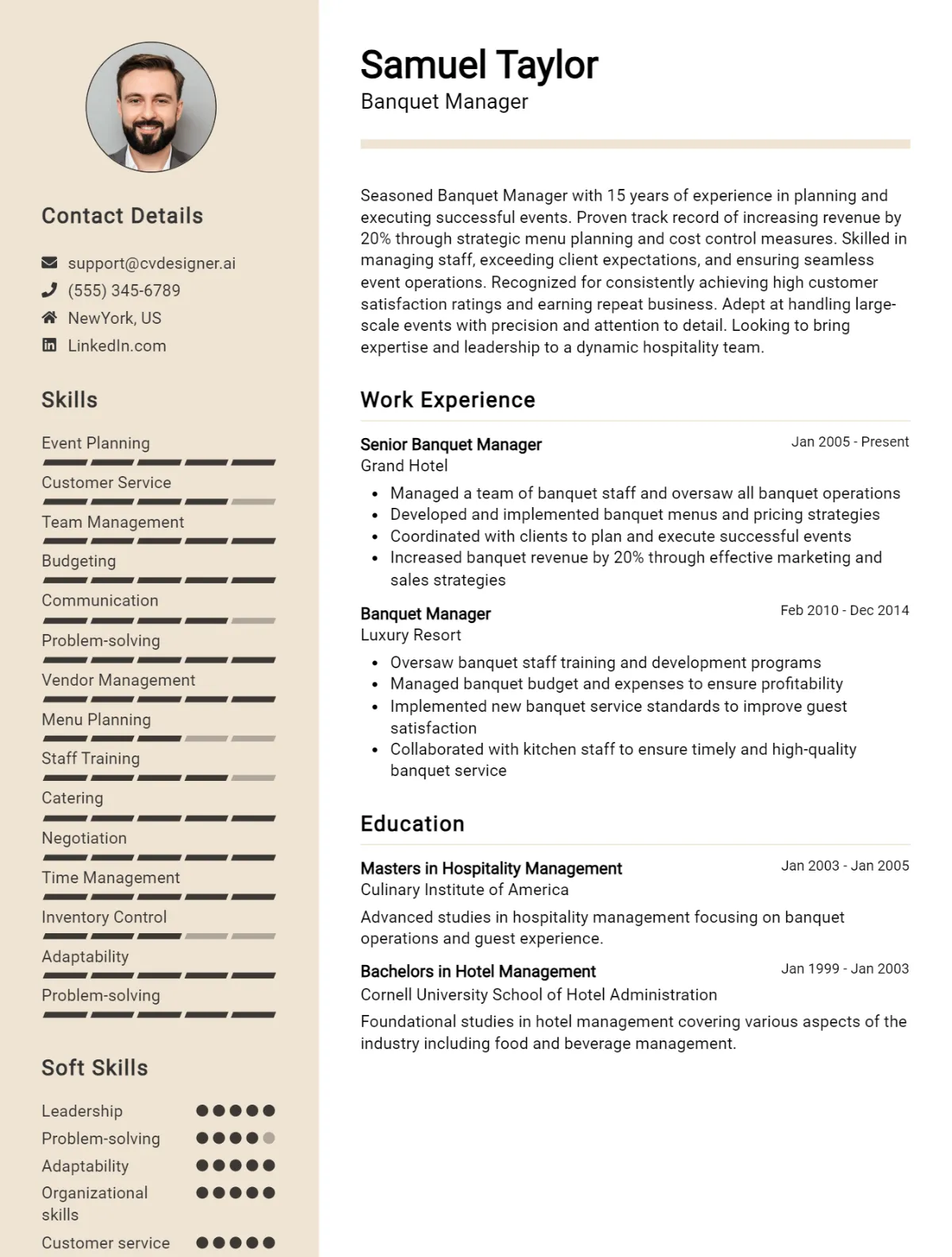 5 Banquet Manager CV Examples And Templates For 2026 Preview