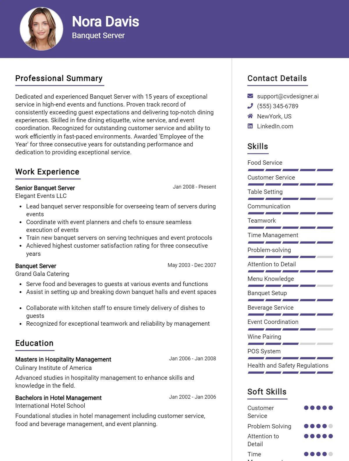 4 Banquet Server CV Examples & Free Templates For 2026 Preview