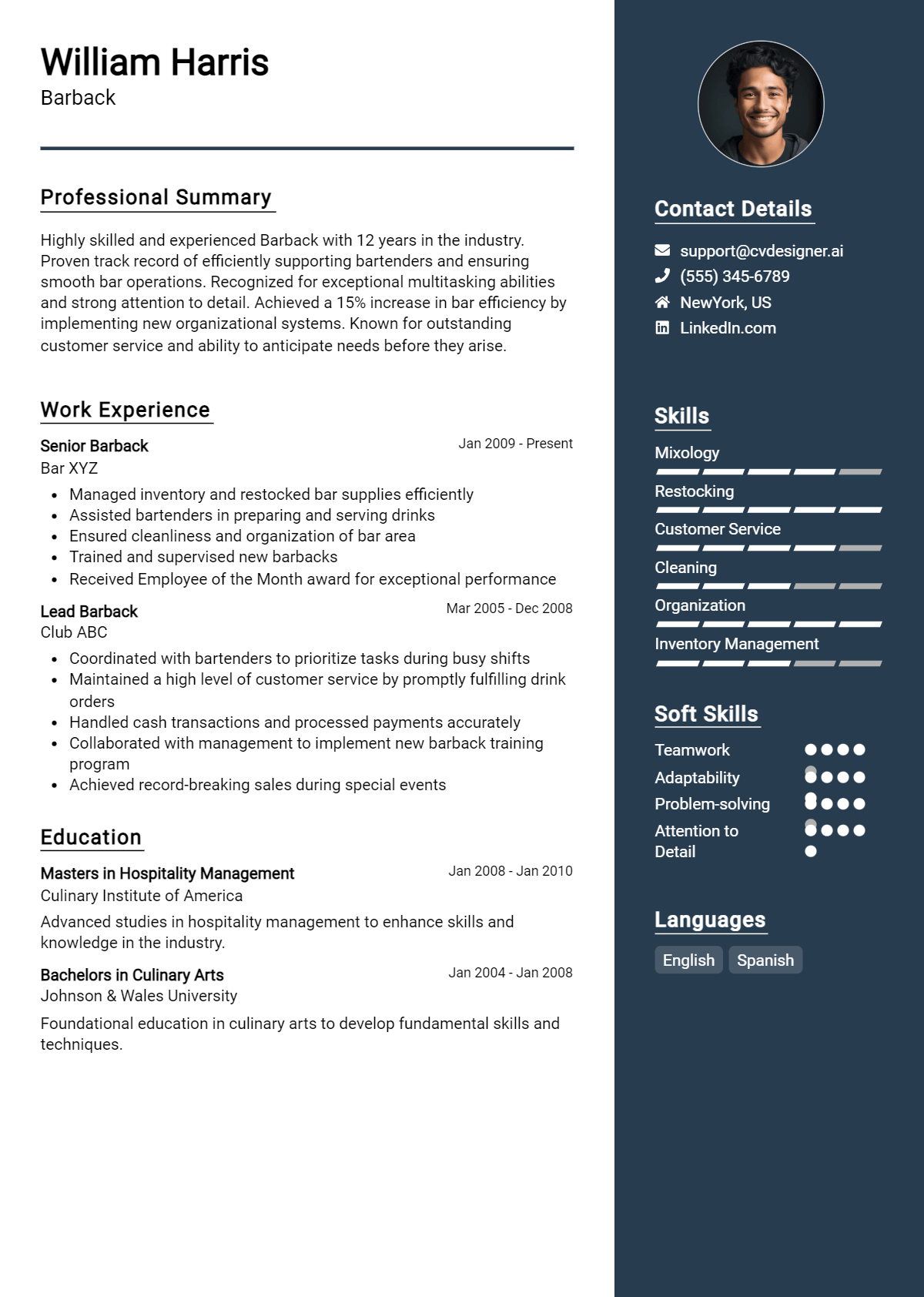 Barback Resume Example for 2026: How to Craft a Winning CV Preview