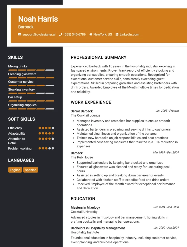 Barback CV Example