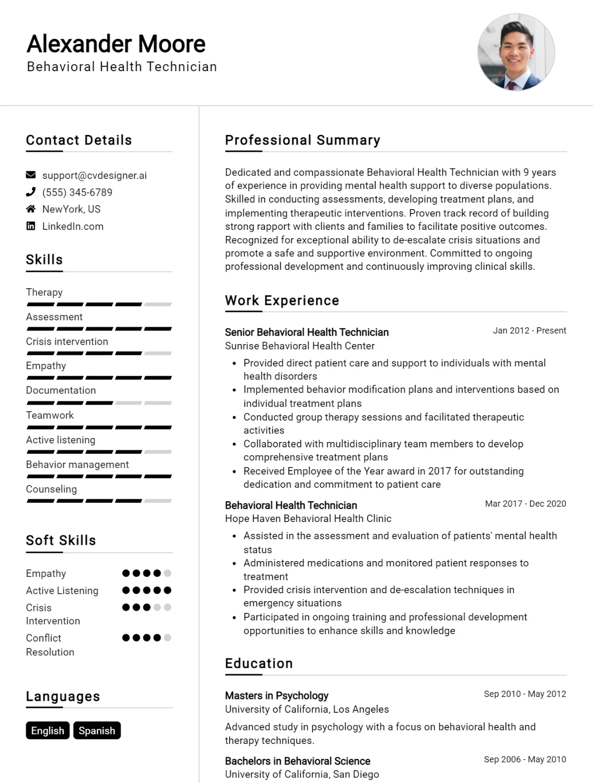 Behavioral Health Technician CV Example For 2026: Samples & Best Practices Preview
