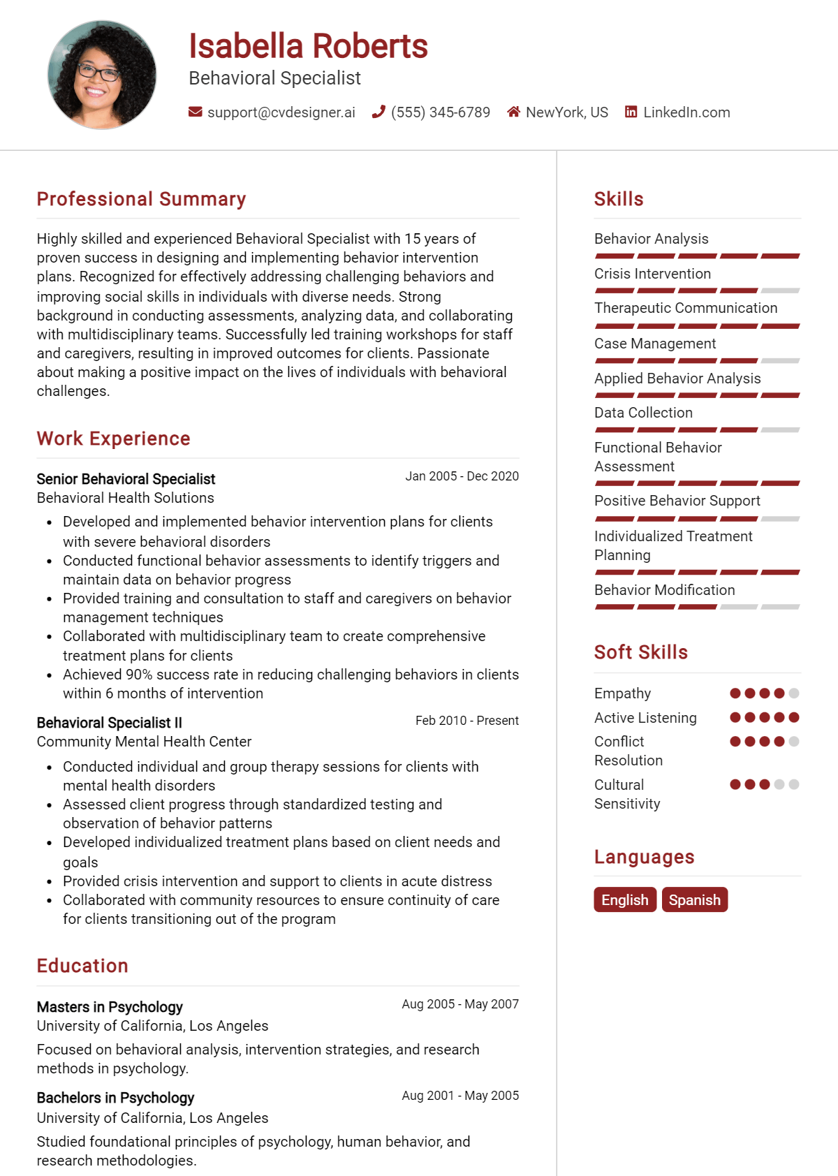 Behavioral Specialist Resume Example for 2026: Effective Tips Preview