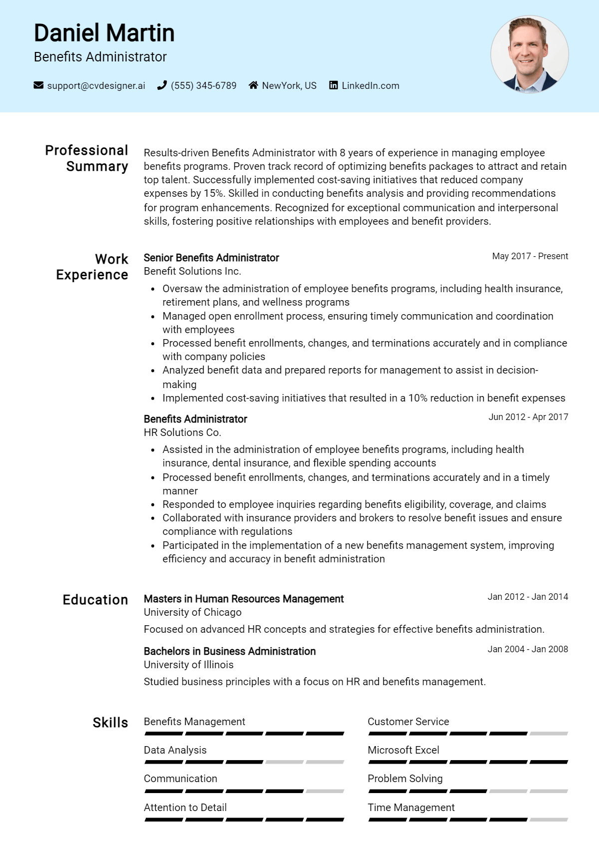 Benefits Administrator Resume Example for 2026: Best Writing Guide Preview