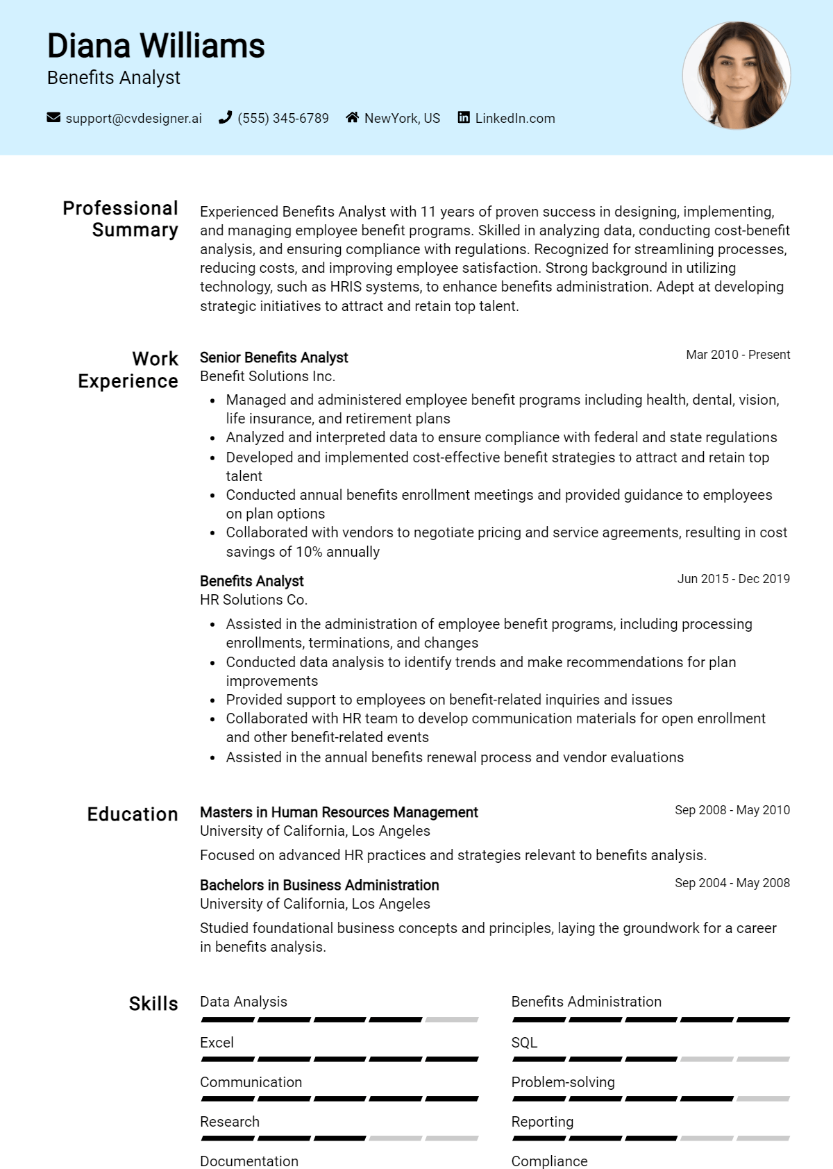 Benefits Analyst Resume Example for 2026: Best Tips & Templates Preview
