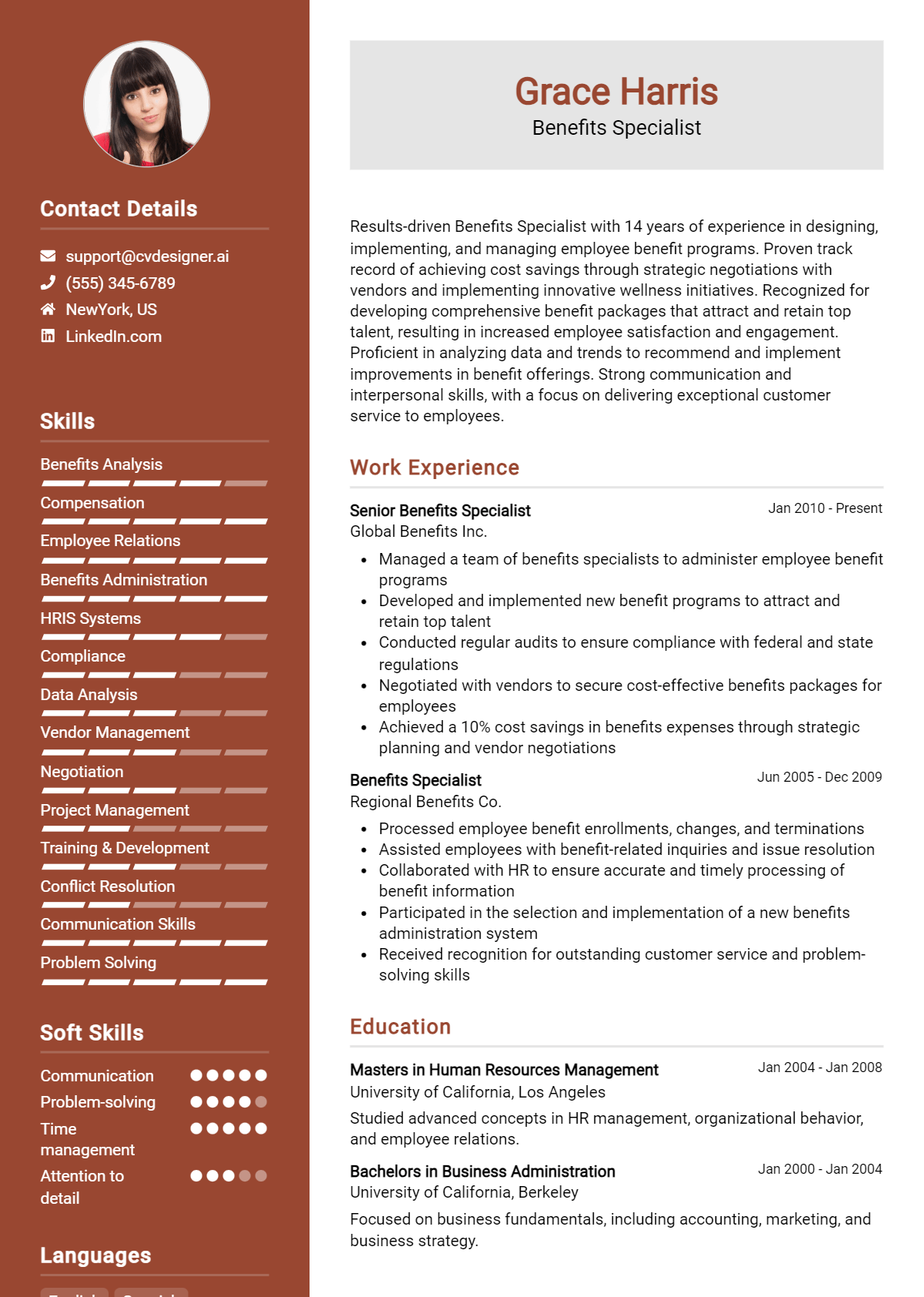 Benefits Specialist Resume Example for 2026: Examples & Free Templates Preview