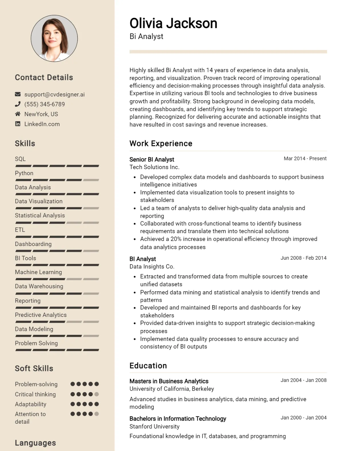 BI Analyst CV Example For 2026: Expert Tips & Templates Preview