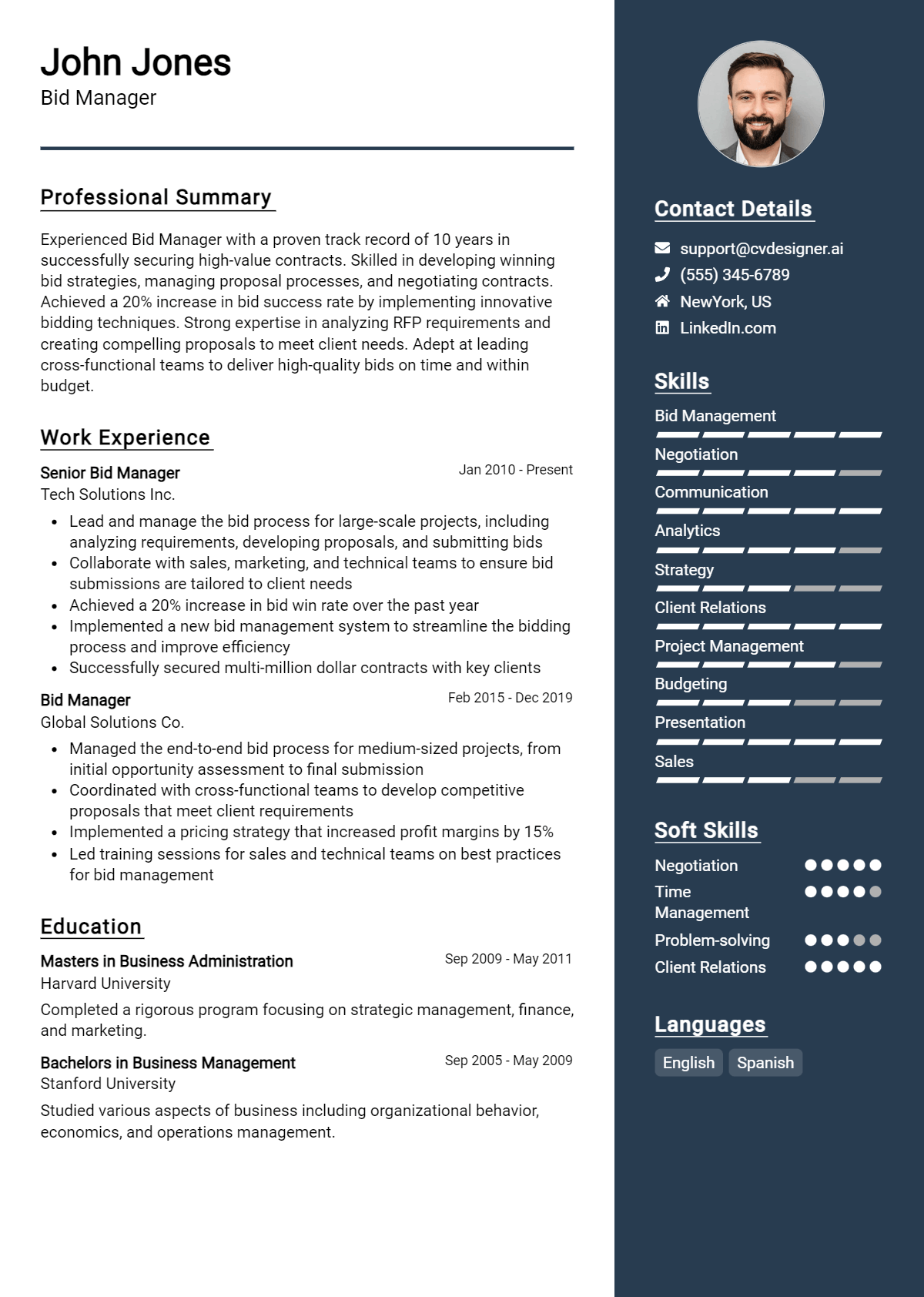 Bid Manager Resume Example for 2026: Top Templates Preview