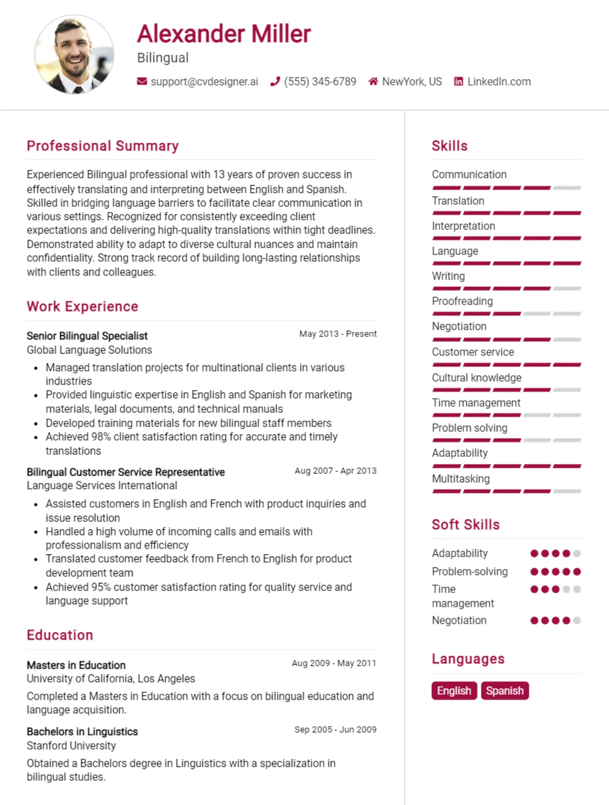 Bilingual CV Example For 2026: How to Create a Professional CV Preview