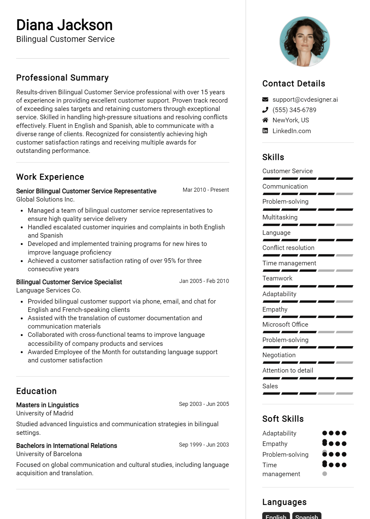 9 Bilingual Customer Service Resume Examples And Templates for 2026 Preview