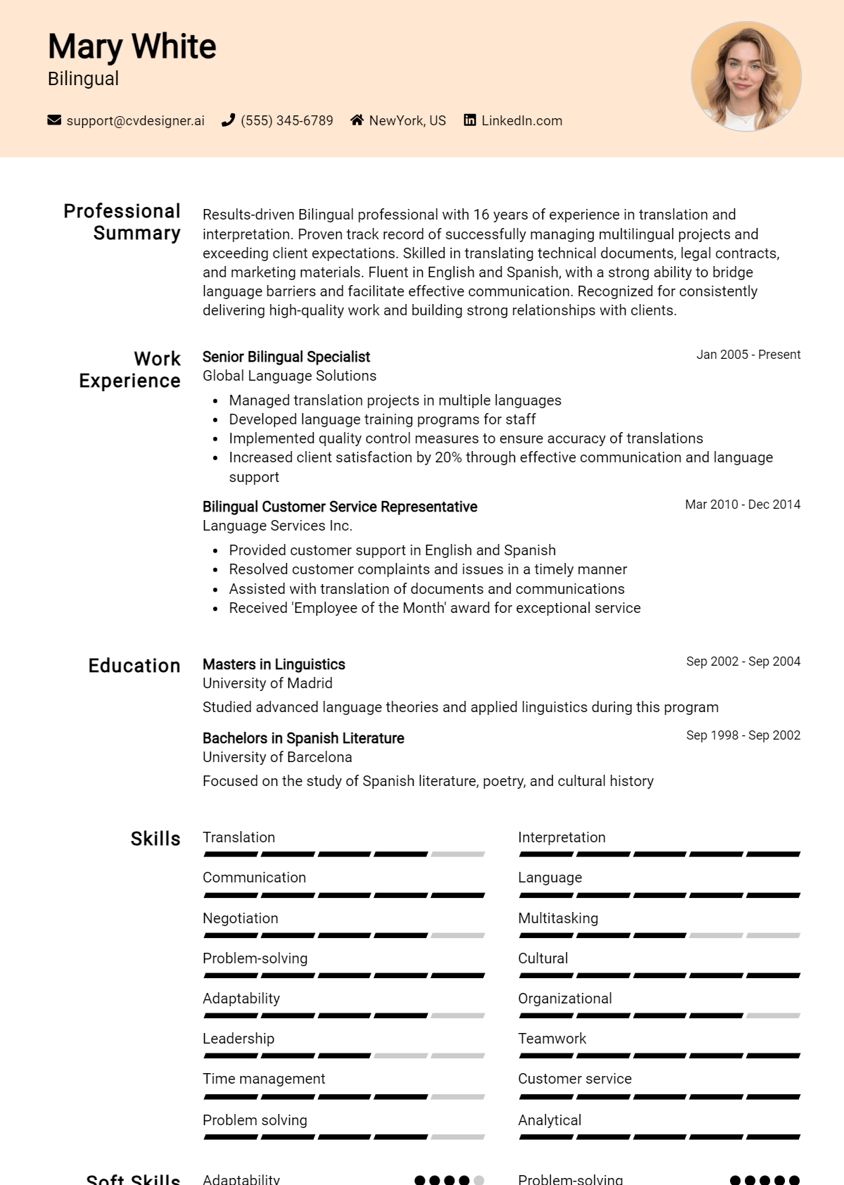 Bilingual Resume Example for 2026: Free Guide Preview