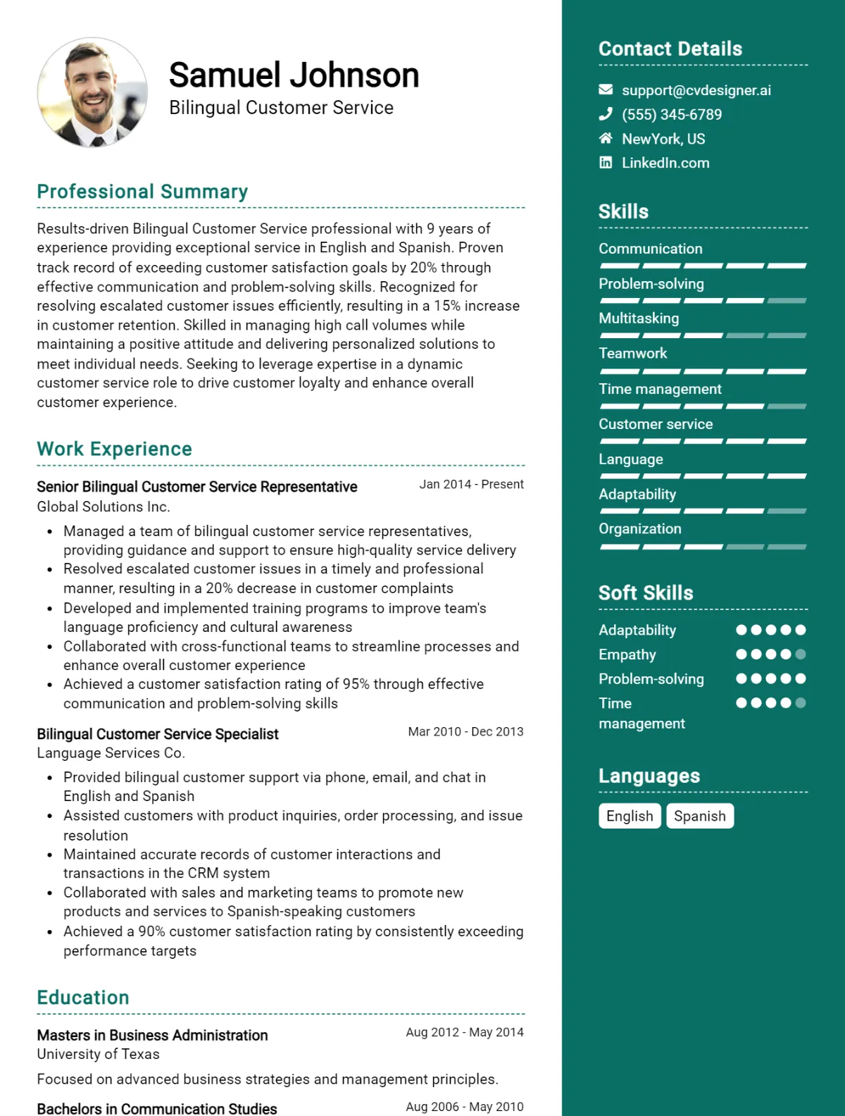 Bilingual Customer Service CV Example For 2026: Strategies & Templates Preview