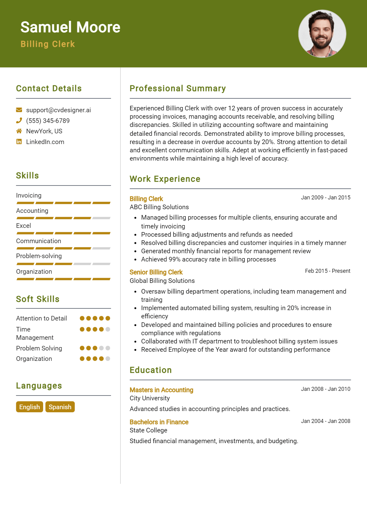 8 Billing Clerk Resume Examples And Templates for 2026 Preview