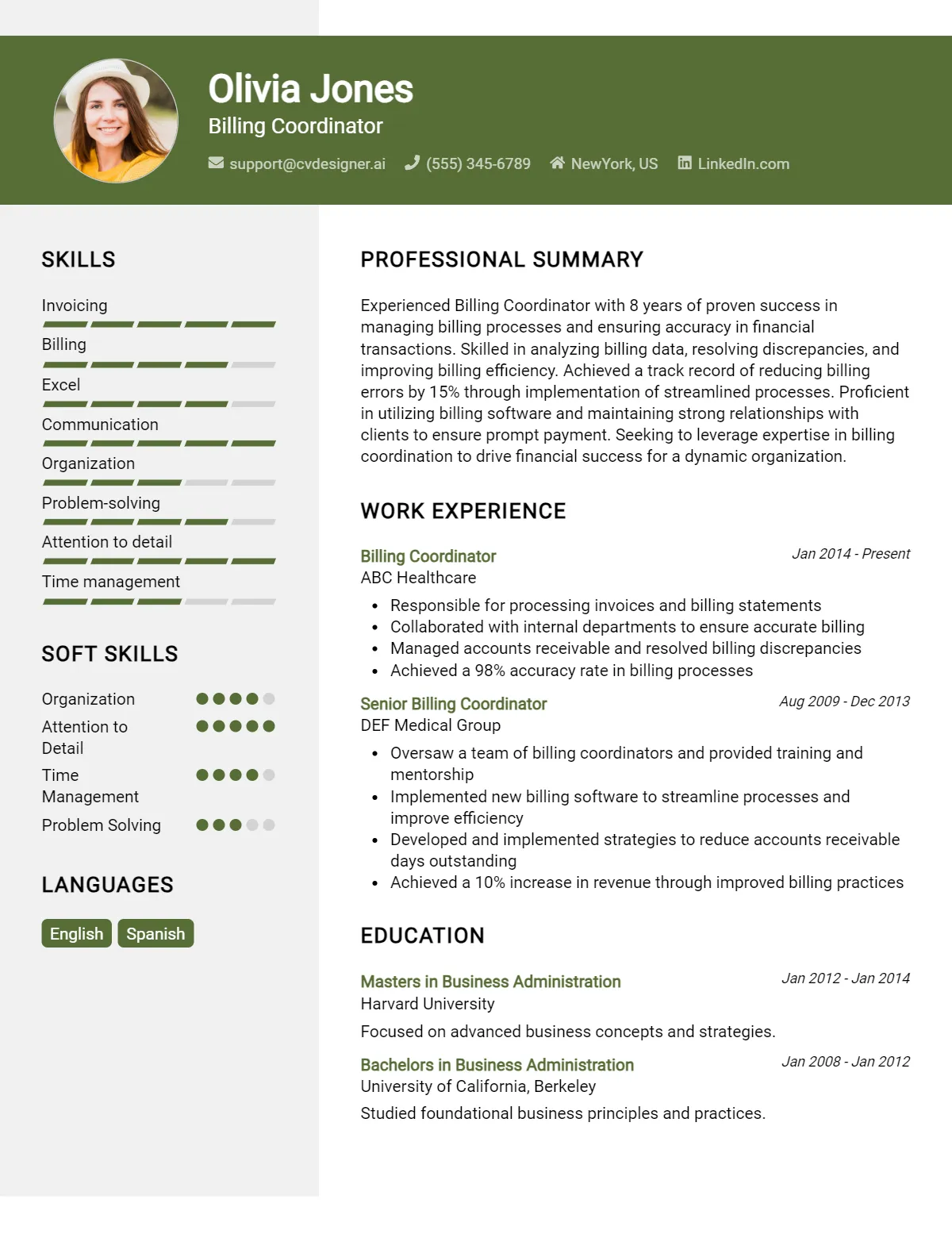 Billing Coordinator CV Example & Templates for 2026 Preview