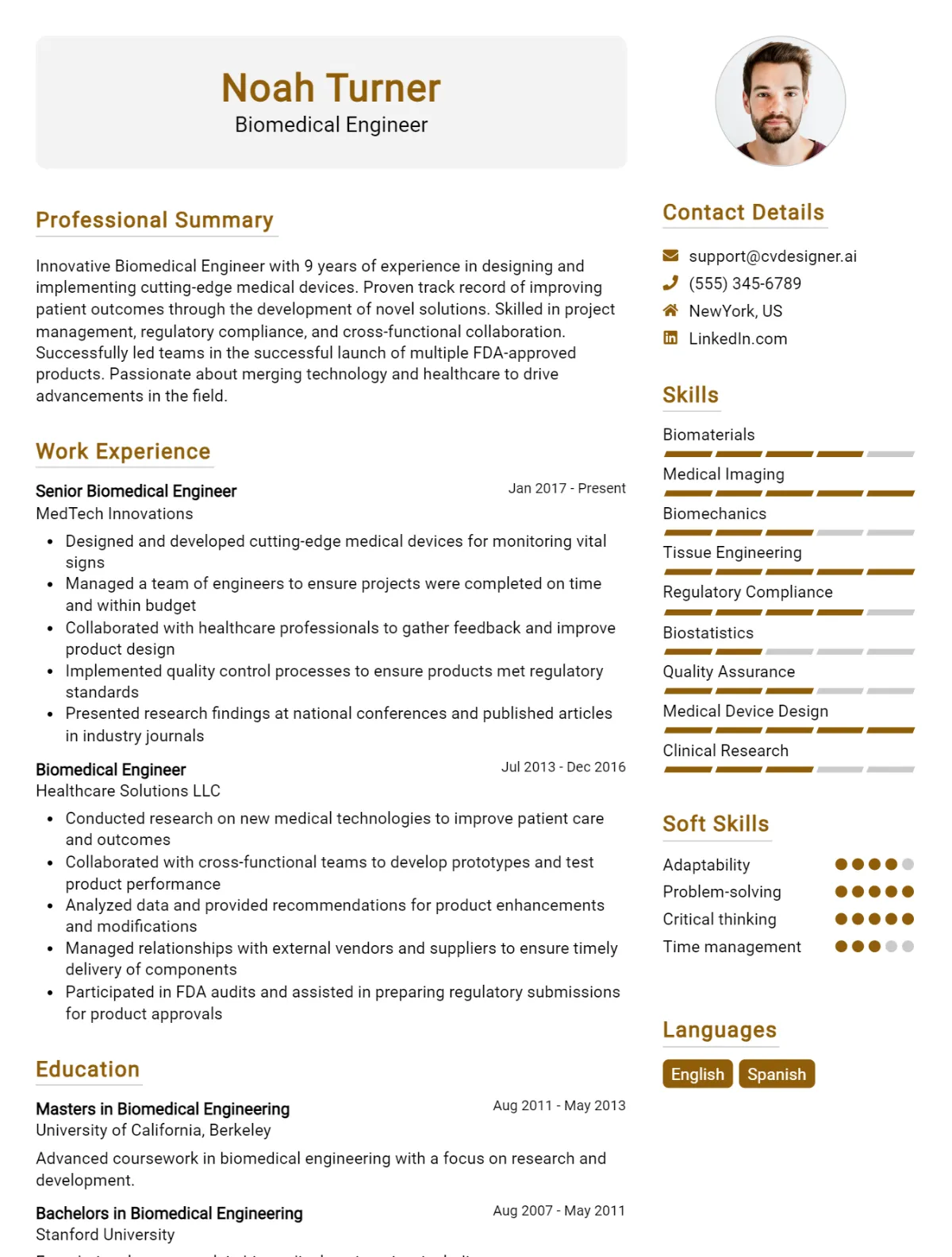 Biomedical Engineer CV Example For 2026: Strategies & Templates Preview