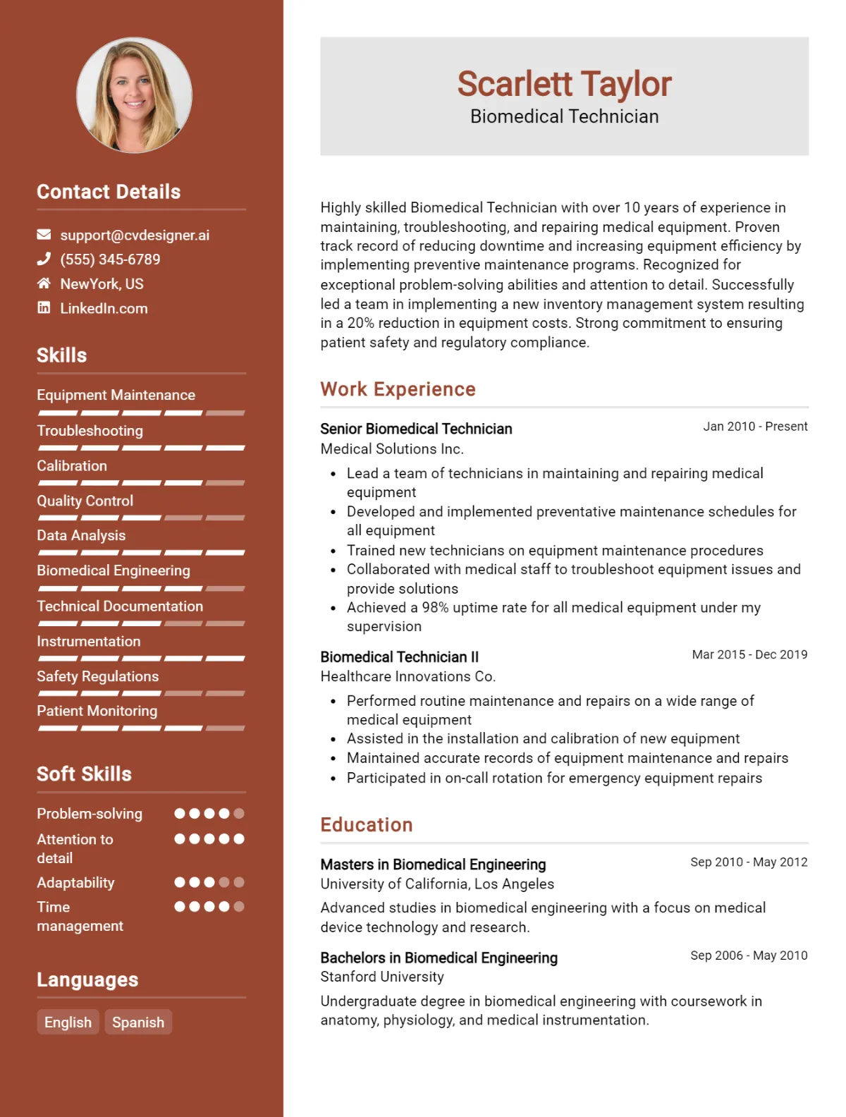 Biomedical Technician CV Example For 2026: Proven Tips & Templates Preview
