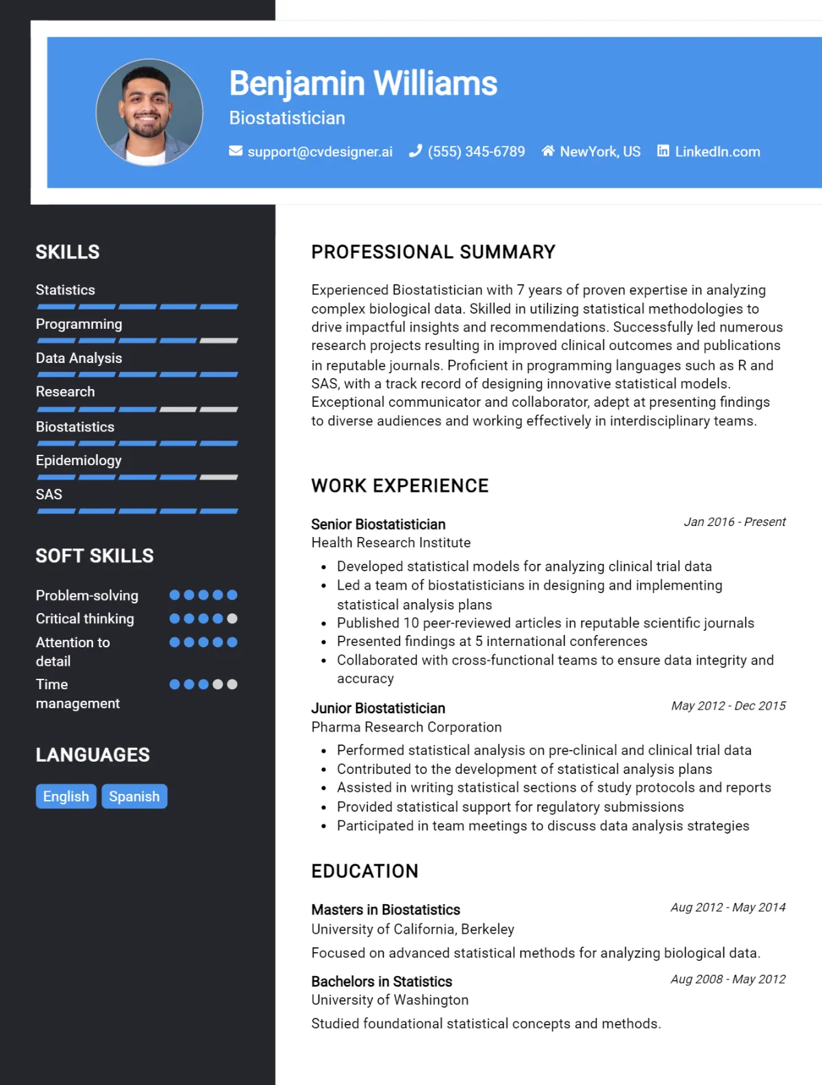 Biostatistician CV Example For 2026: Ultimate Guide Preview