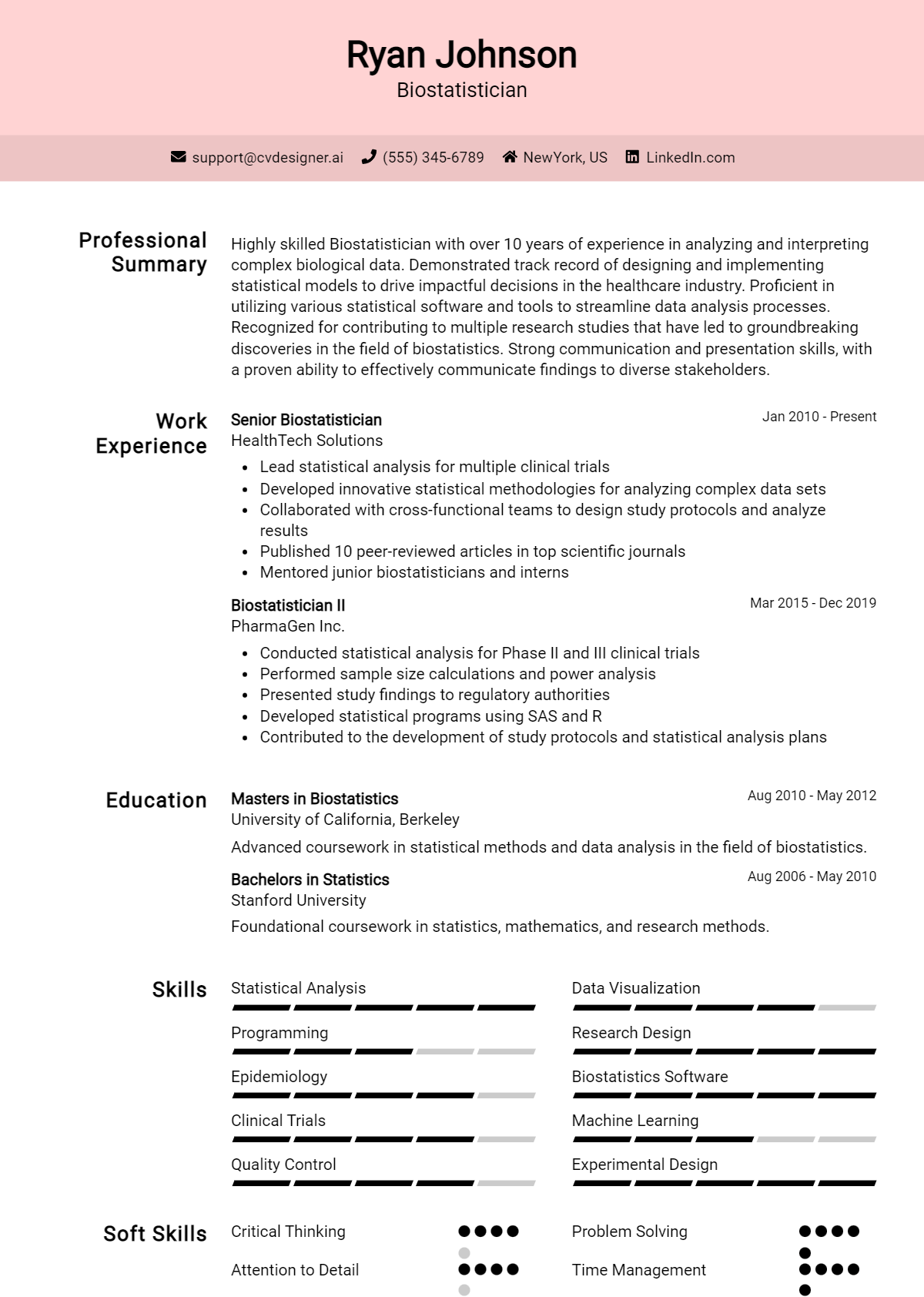 Biostatistician Resume Example for 2026: Free Downloadable Templates Preview