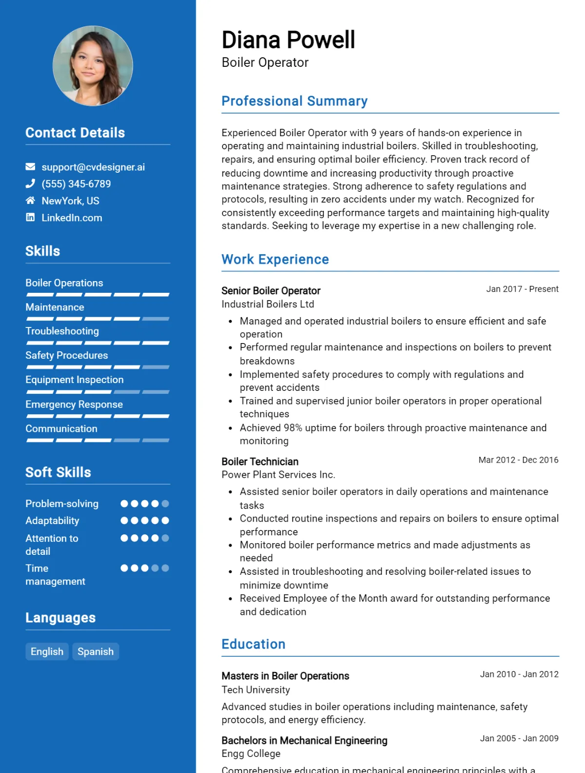 Boiler Operator CV Example For 2026: Samples & Best Practices Preview