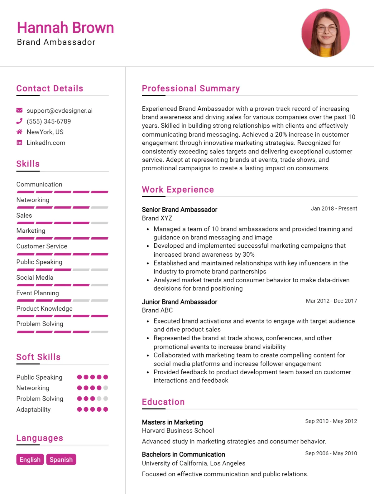 Brand Ambassador CV Example For 2026: Top Tips & Samples Preview