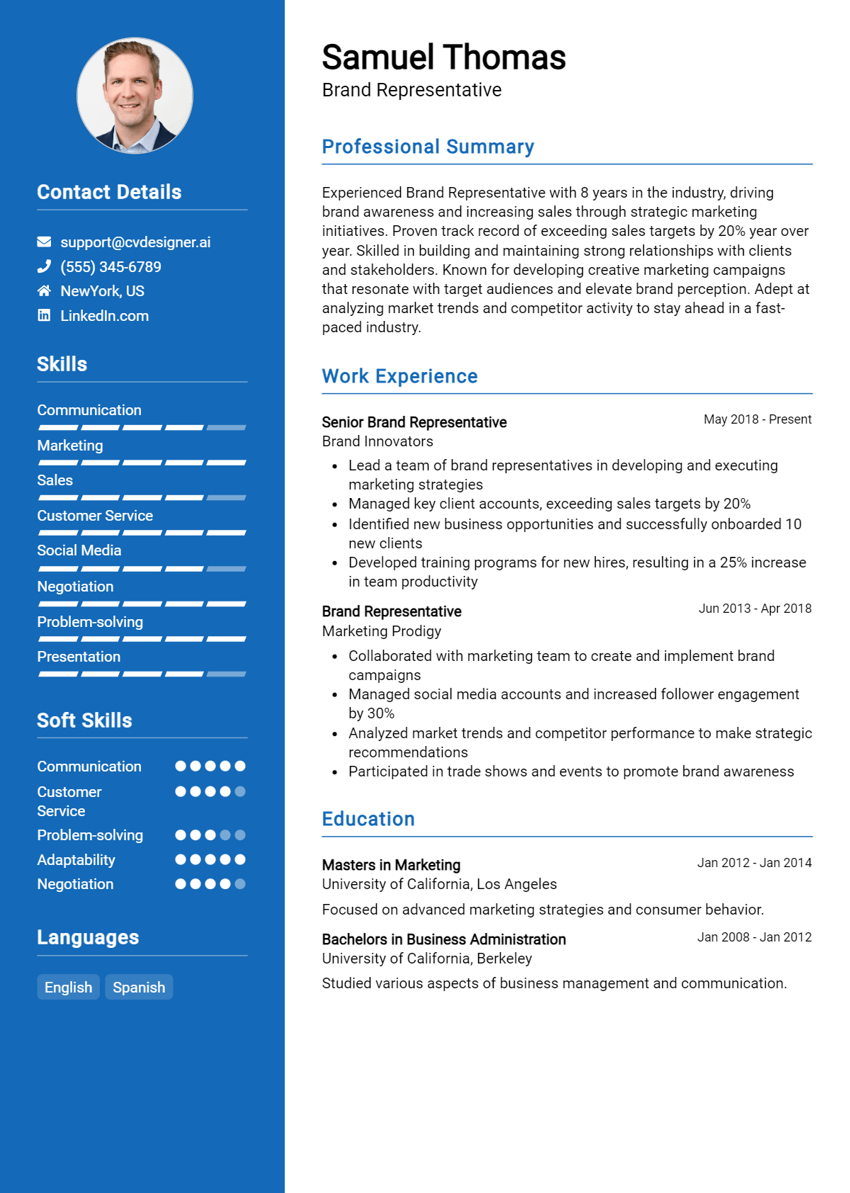 Brand Representative Resume Example for 2026: Tips & Templates Preview