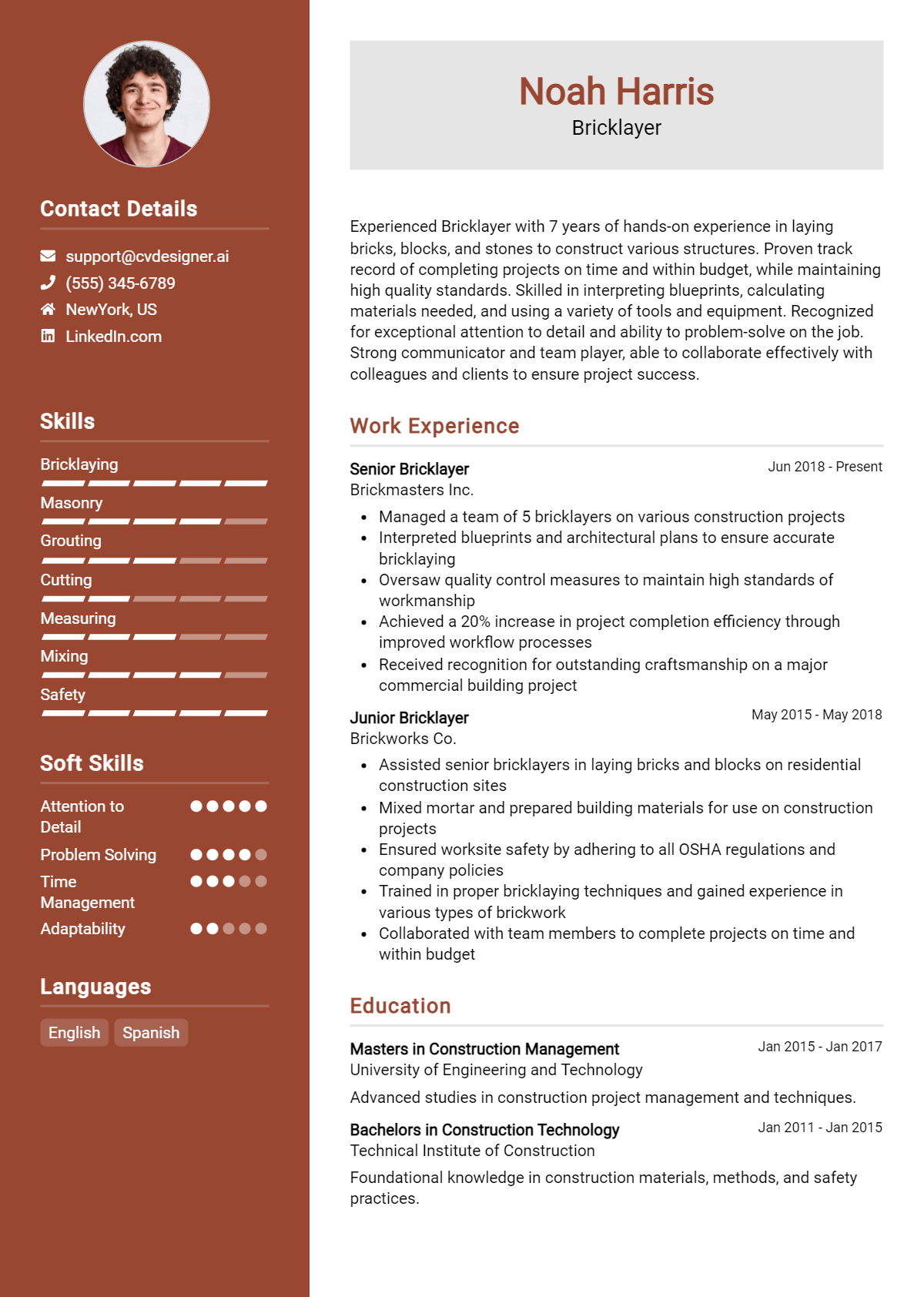 Bricklayer Resume Example for 2026: Best Formatting Tips Preview