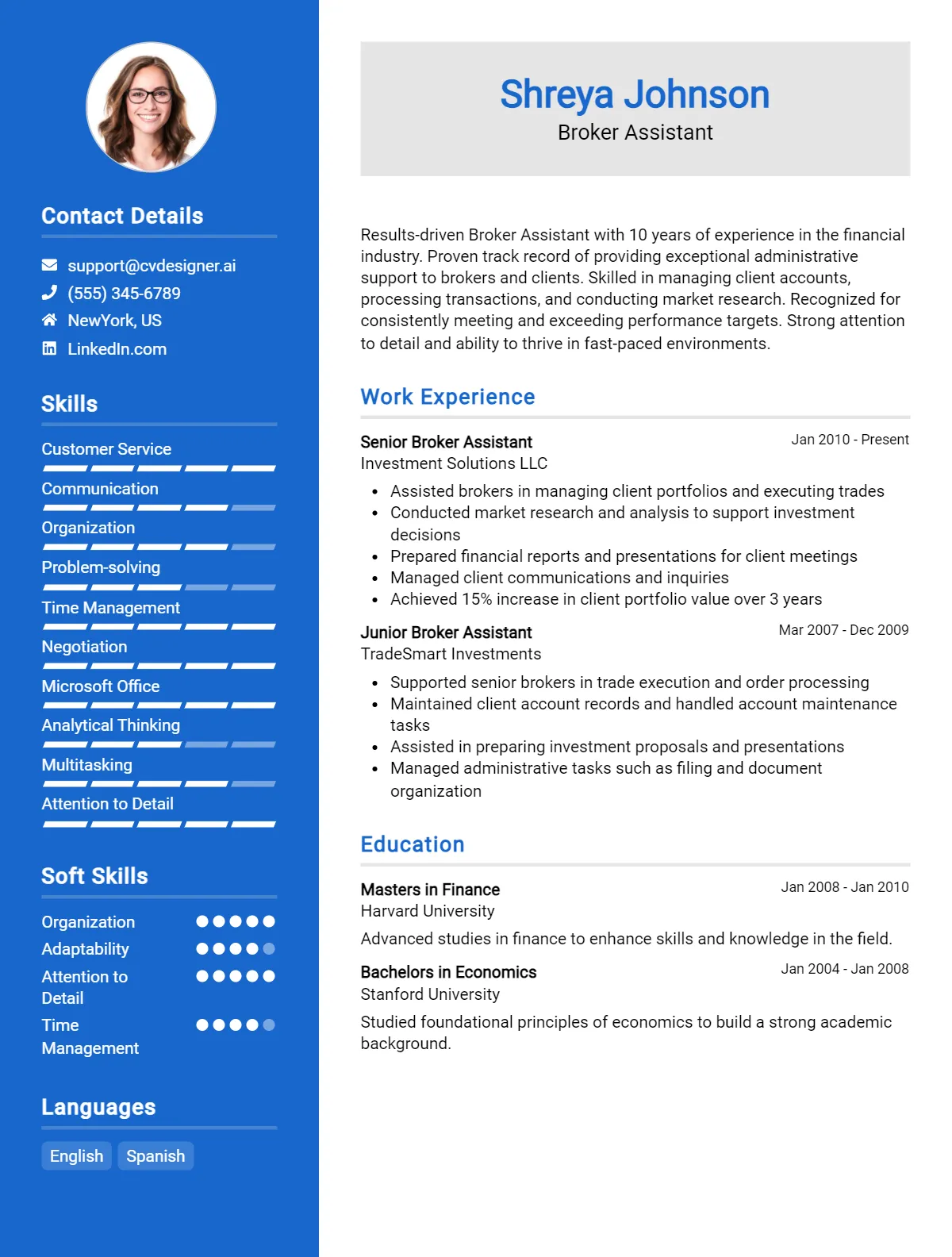 Broker Assistant CV Example For 2026: Ultimate Guide Preview