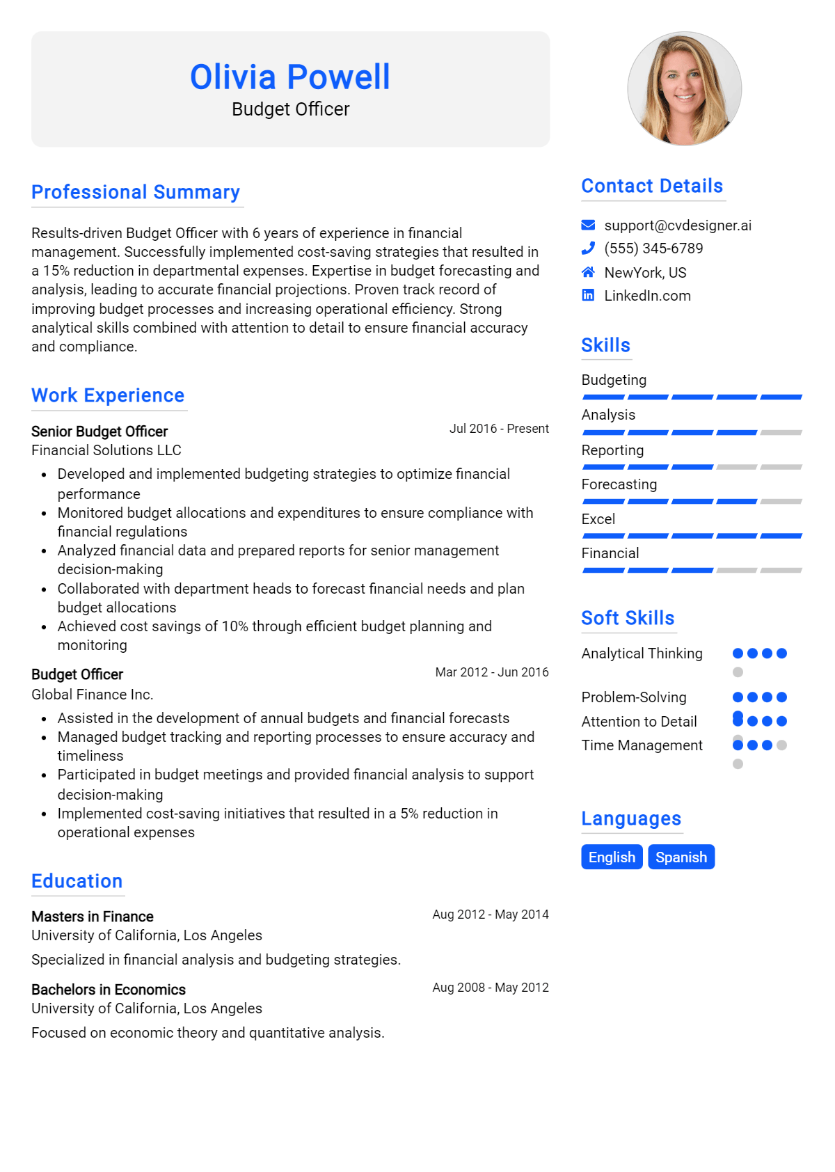 Budget Officer Resume Example for 2026: Expert Tips & Templates Preview