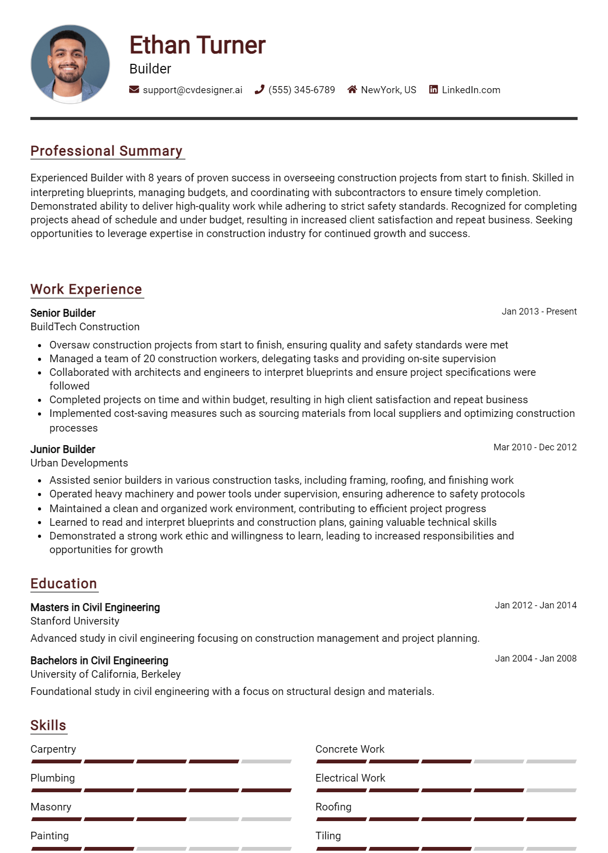 Builder Resume Example for 2026: Best Formatting Tips Preview
