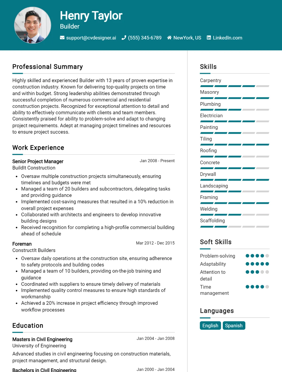 Builder CV Example For 2026: Strategies & Templates Preview