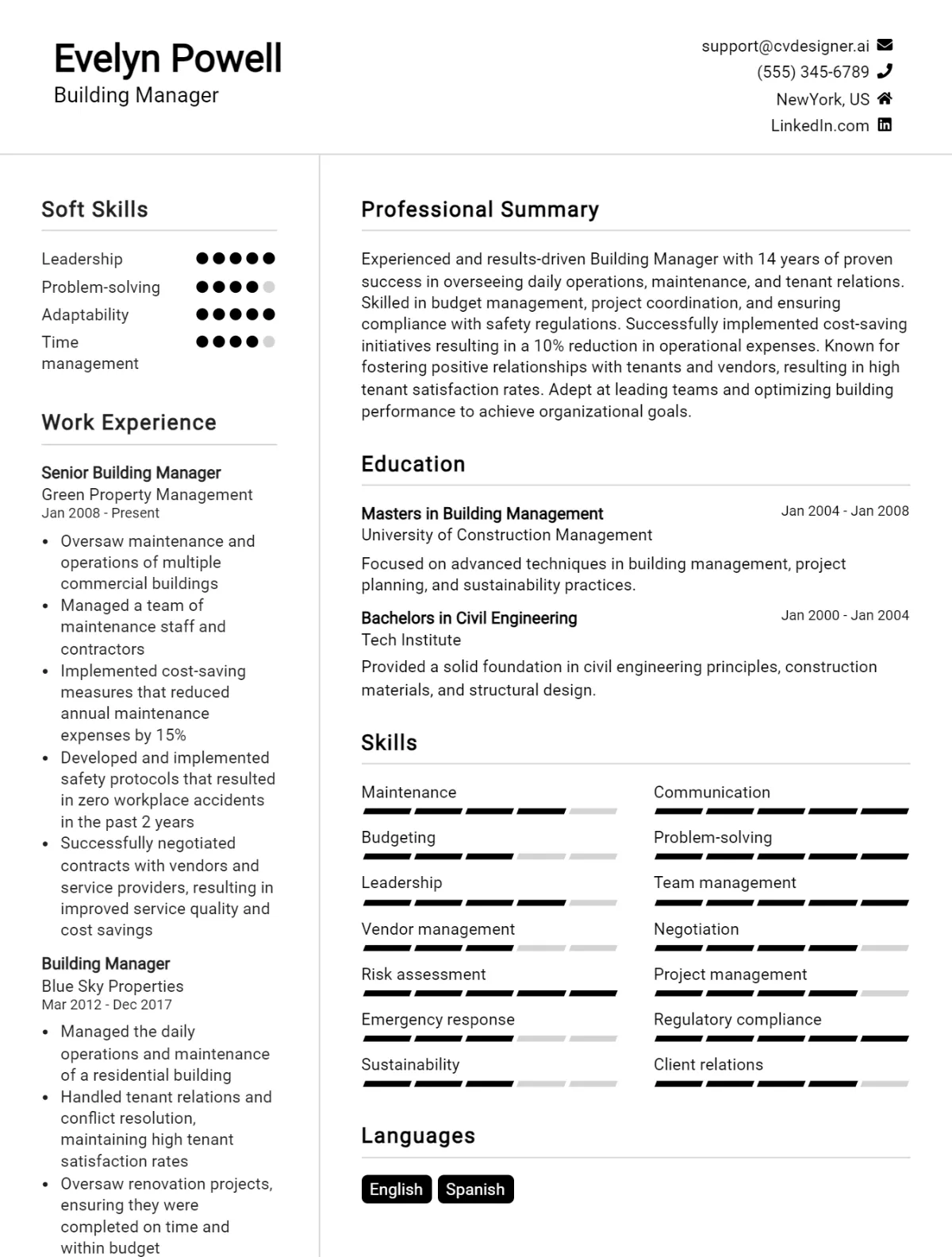 Building Manager CV Example For 2026: Proven Tips & Templates Preview