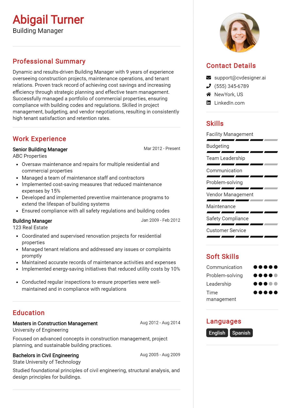 Building Manager Resume Example for 2026: Best Writing Guide Preview