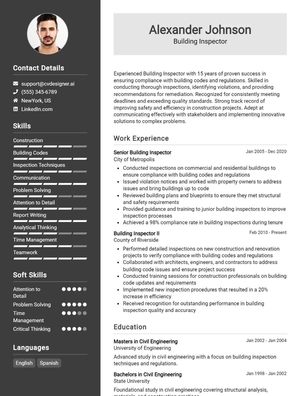 Building Inspector CV Example For 2026: Best Writing Guide Preview