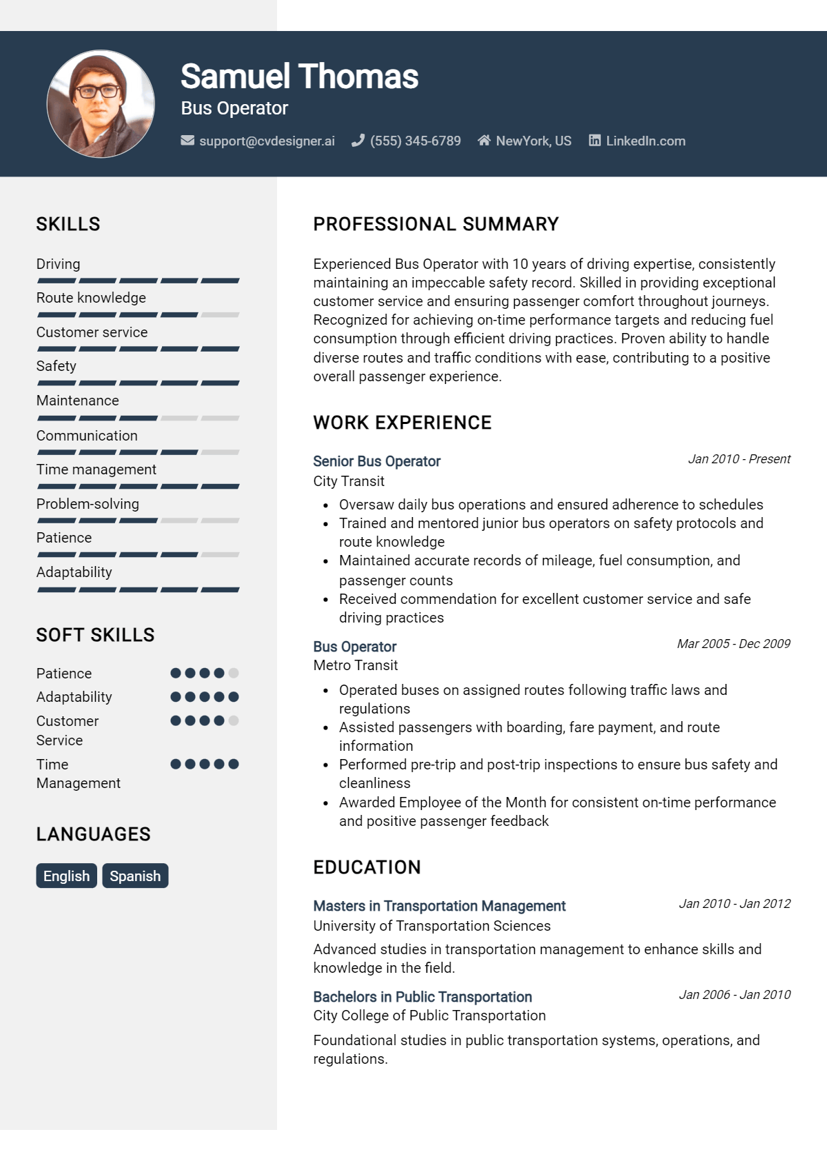 Bus Operator Resume Example for 2026: Tips to Stand Out Preview