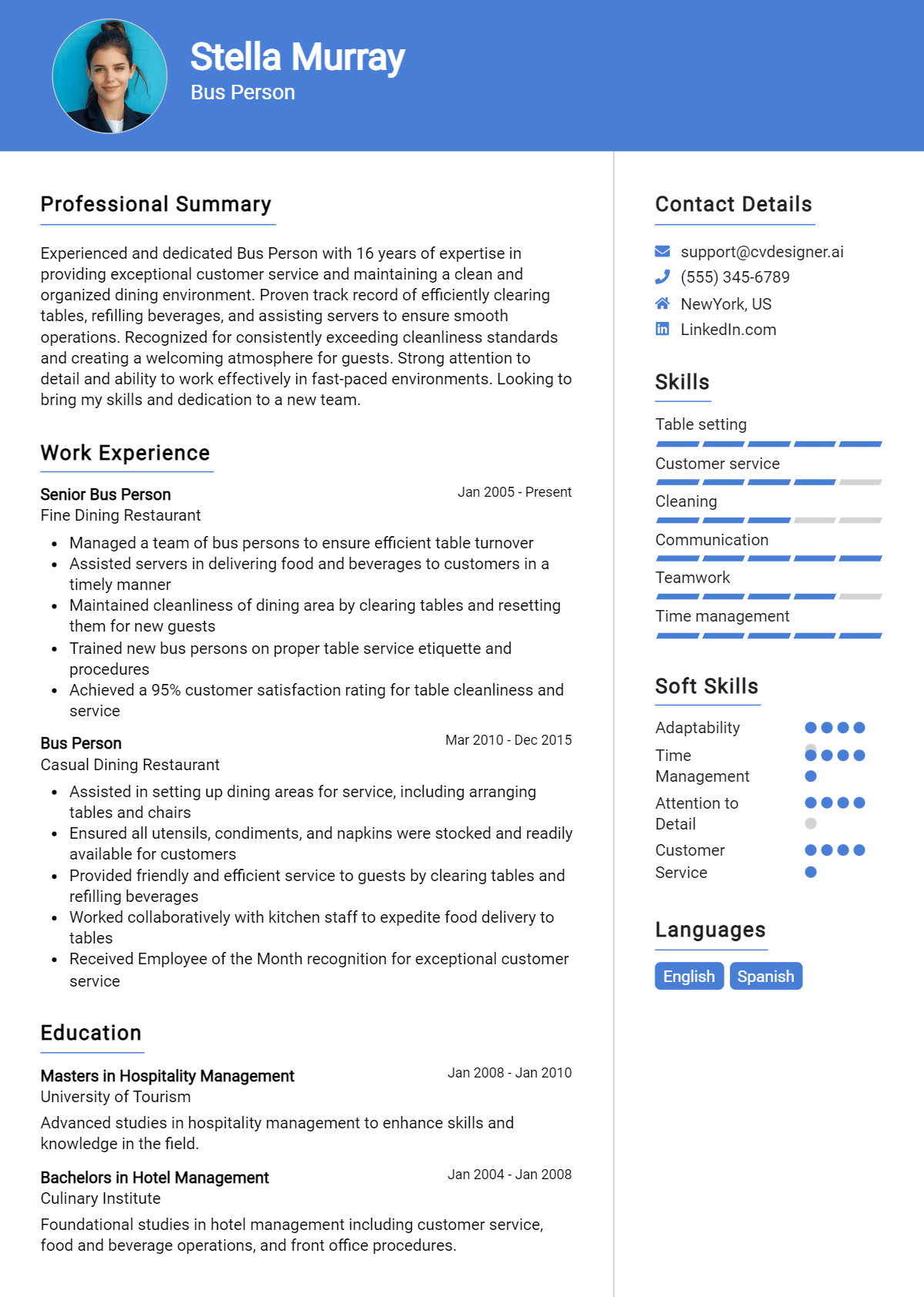 Bus Person Resume Example for 2026: Proven Tips & Templates Preview