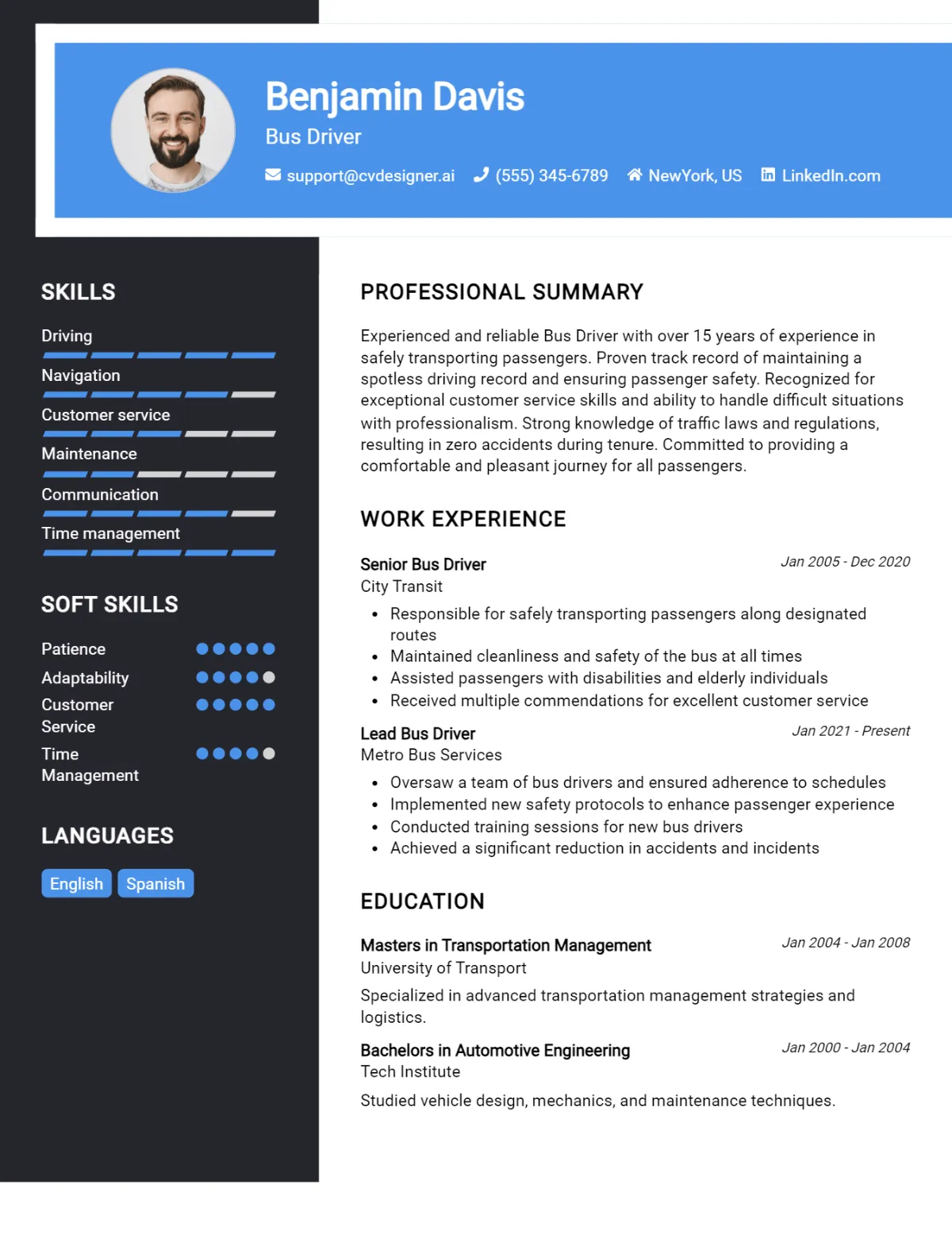 Bus Driver CV Example For 2026: Effective CV Writing Tips Preview