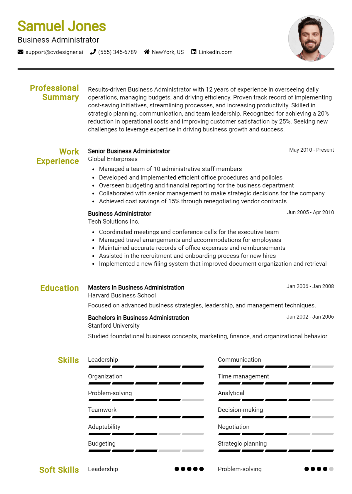Business Administrator Resume Example for 2026: How to Craft a Winning CV Preview