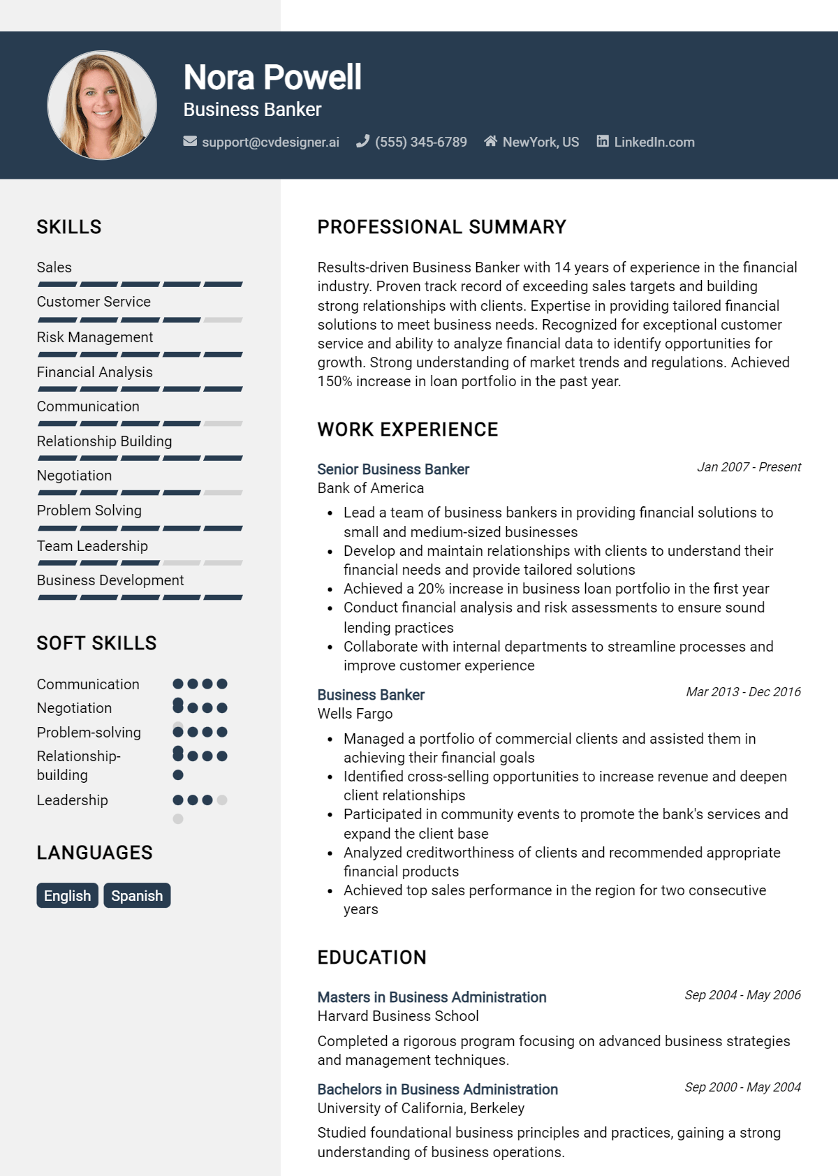 Business Banker Resume Example for 2026: Examples & Free Templates Preview