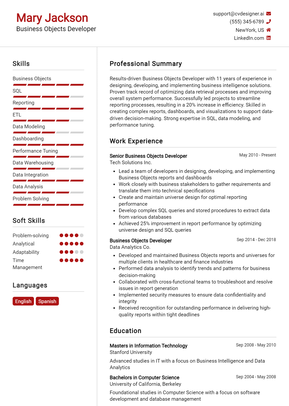 Business Objects Developer Resume Example for 2026: Tips to Stand Out Preview